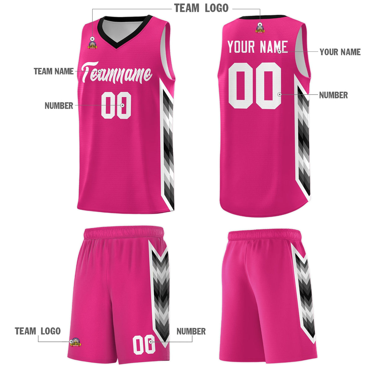 Custom Rose Red Mosaic Gradient Fashion Sports Uniform Basketball Jersey|KXKSHOP