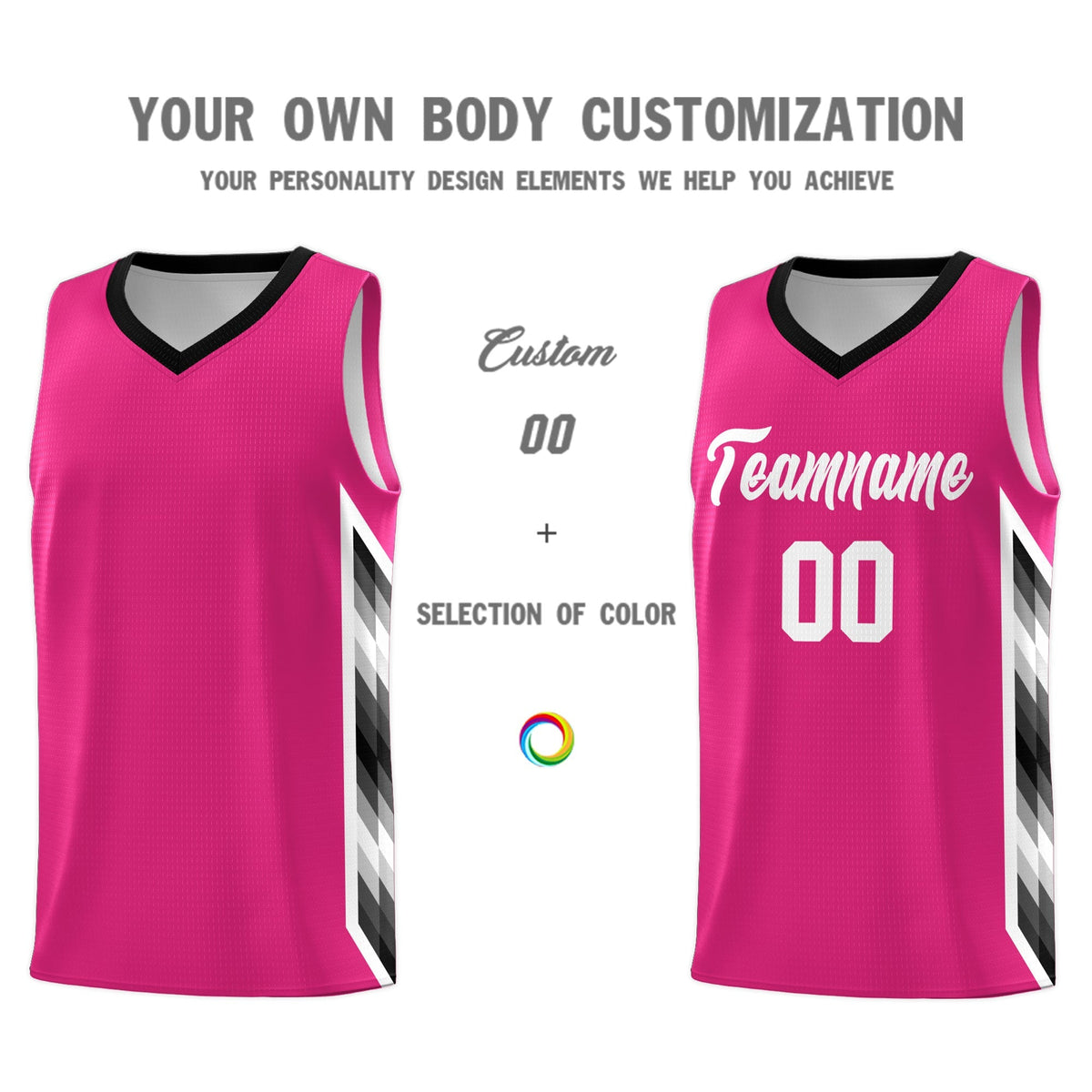 Custom Rose Red Mosaic Gradient Fashion Sports Uniform Basketball Jersey|KXKSHOP