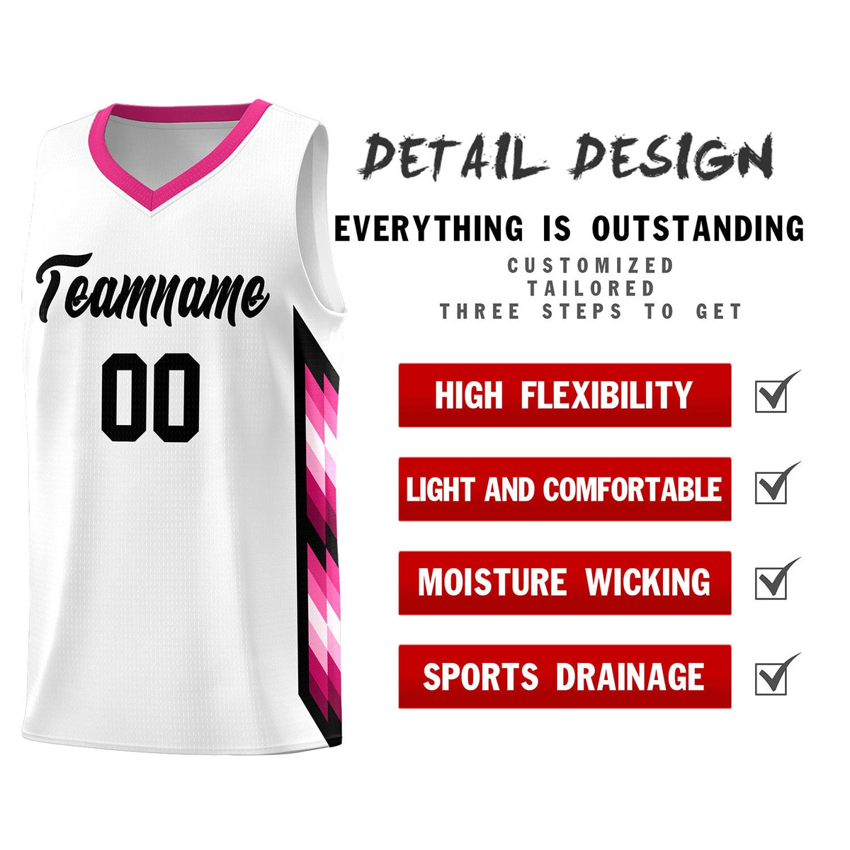 Custom White Mosaic Gradient Fashion Sports Uniform Basketball Jersey|KXKSHOP