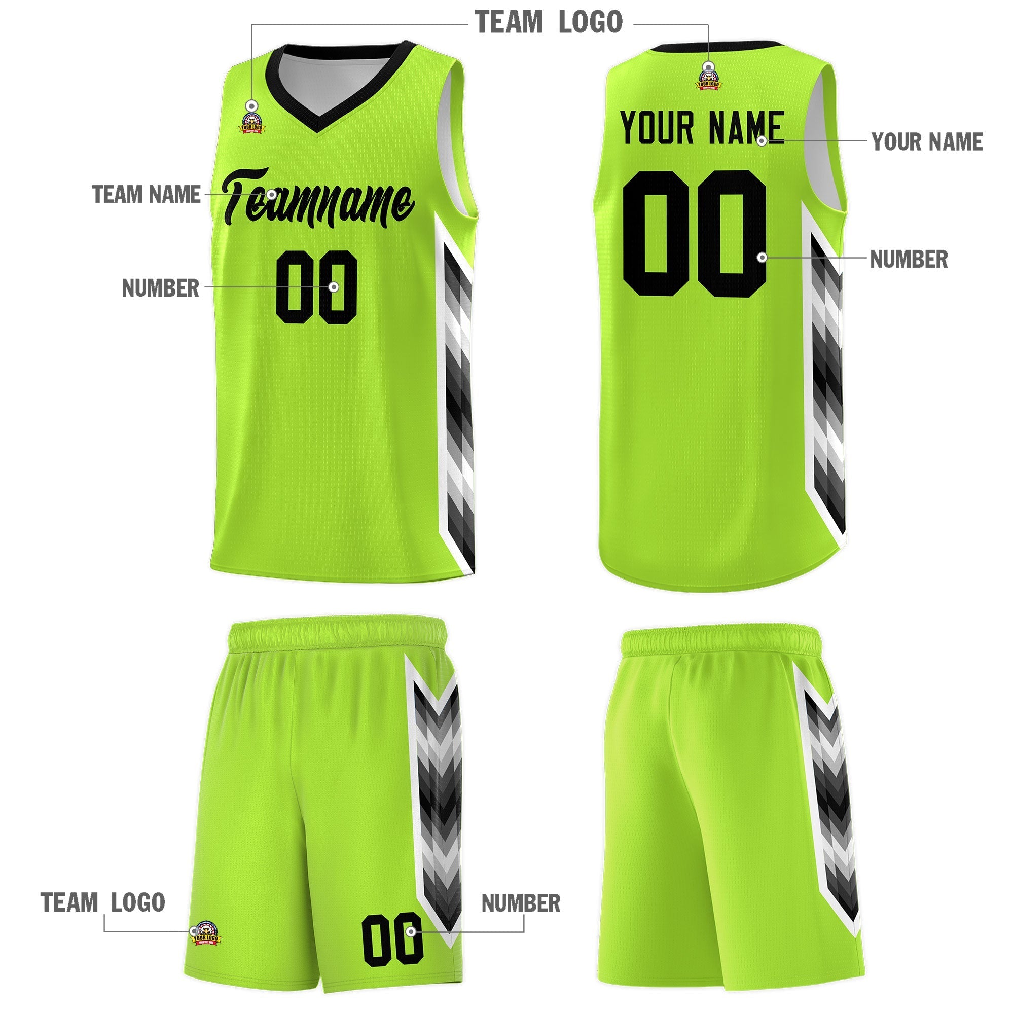 Custom Neon Green Mosaic Gradient Fashion Sports Uniform Basketball Jersey|KXKSHOP