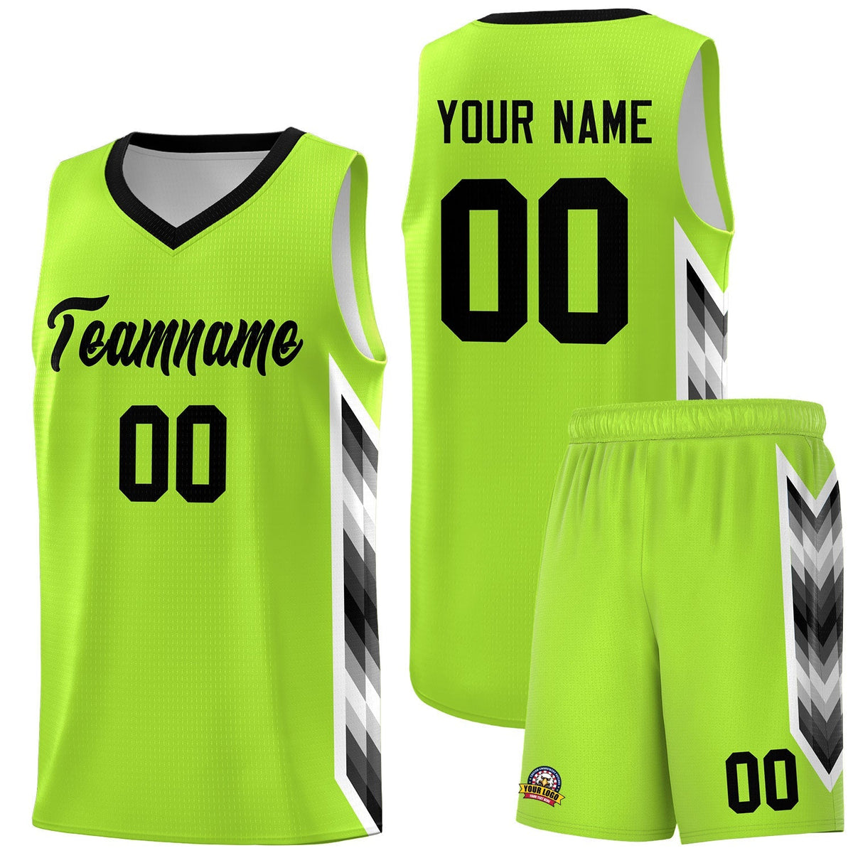 Custom Neon Green Mosaic Gradient Fashion Sports Uniform Basketball Jersey|KXKSHOP