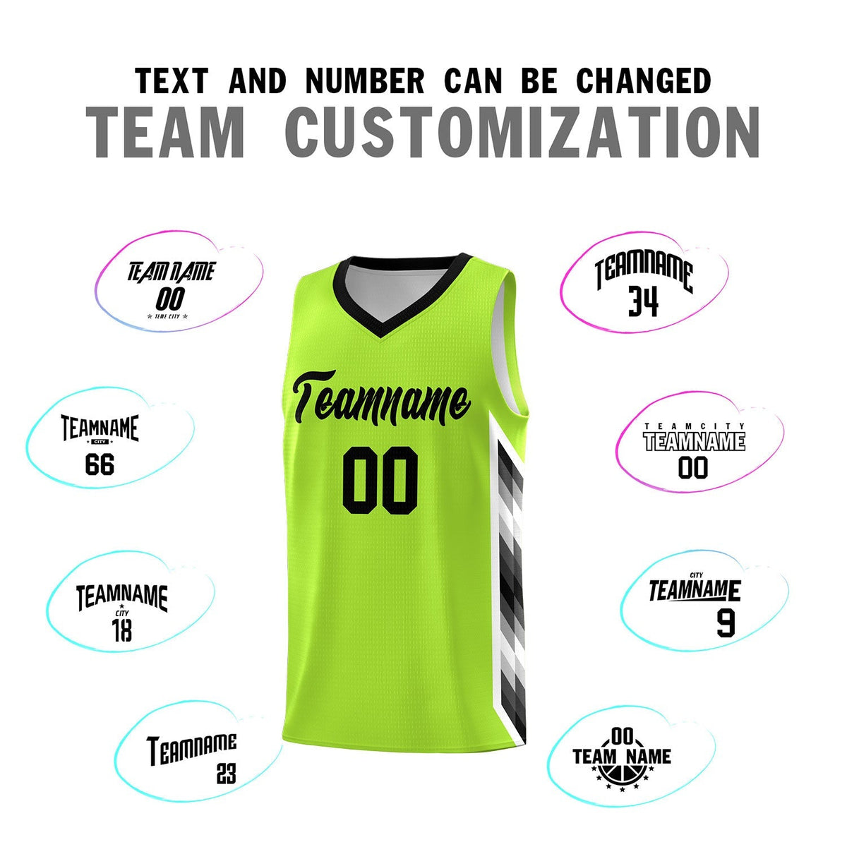 Custom Neon Green Mosaic Gradient Fashion Sports Uniform Basketball Jersey|KXKSHOP