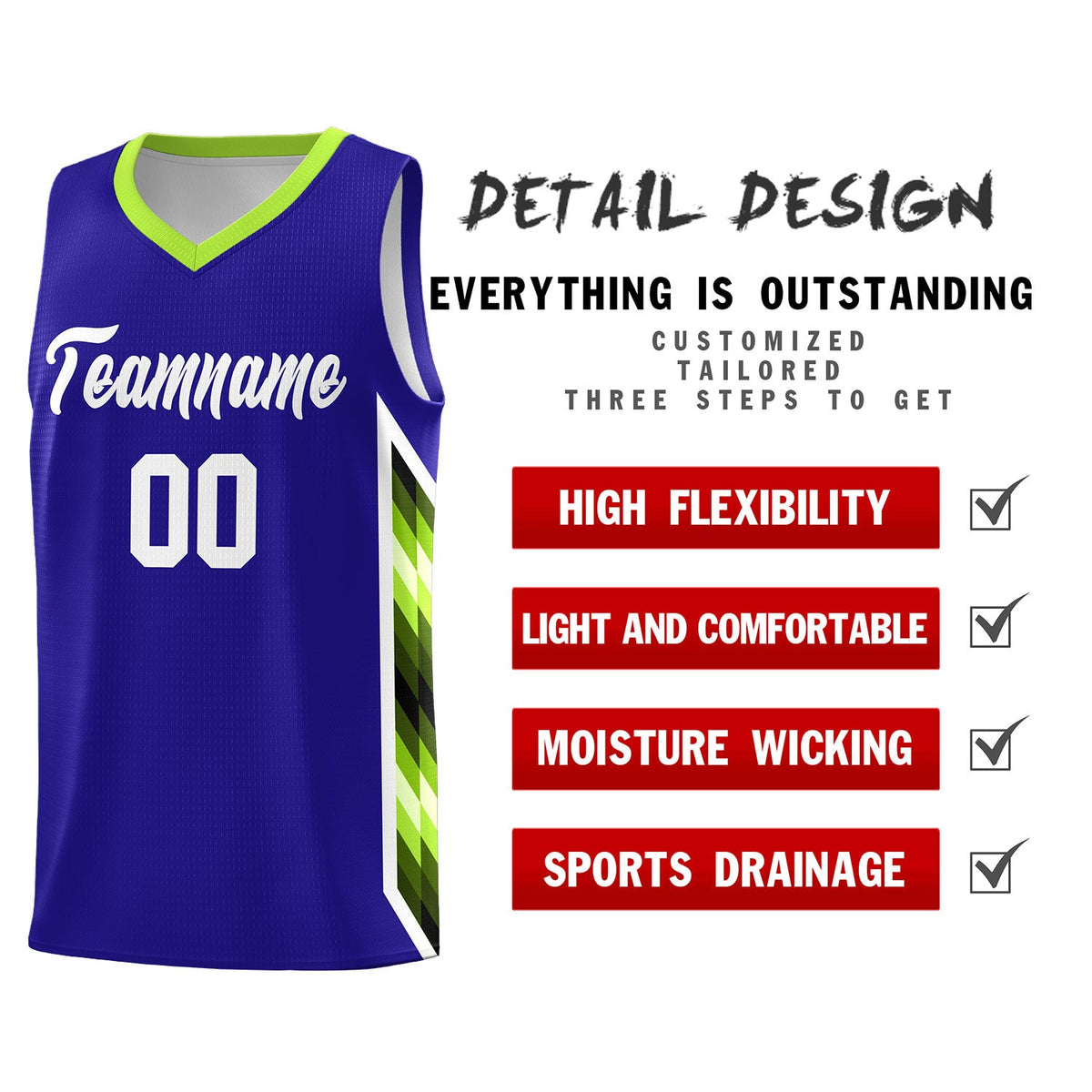 Custom Royal Mosaic Gradient Fashion Sports Uniform Basketball Jersey|KXKSHOP