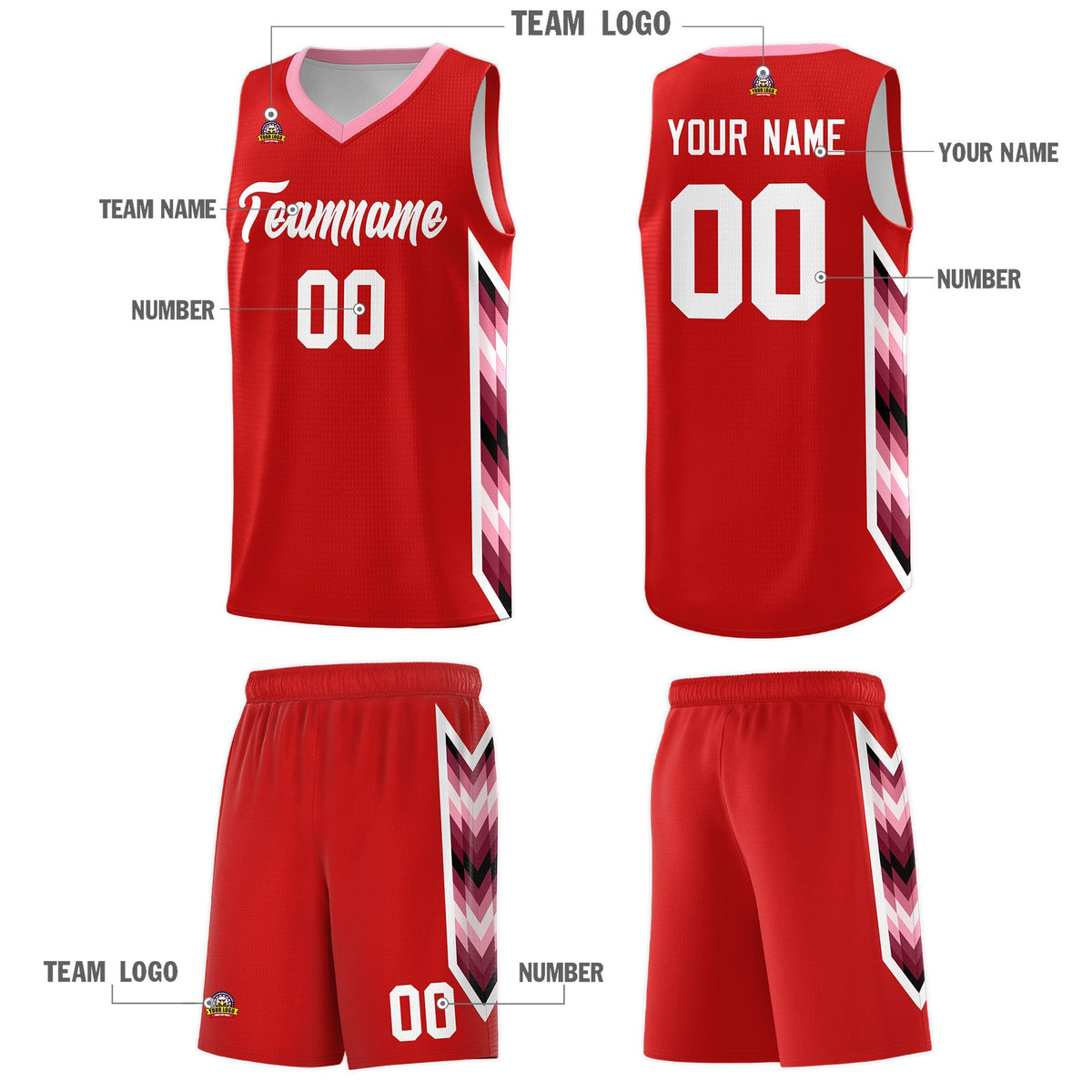 Custom Red Mosaic Gradient Fashion Sports Uniform Basketball Jersey|KXKSHOP