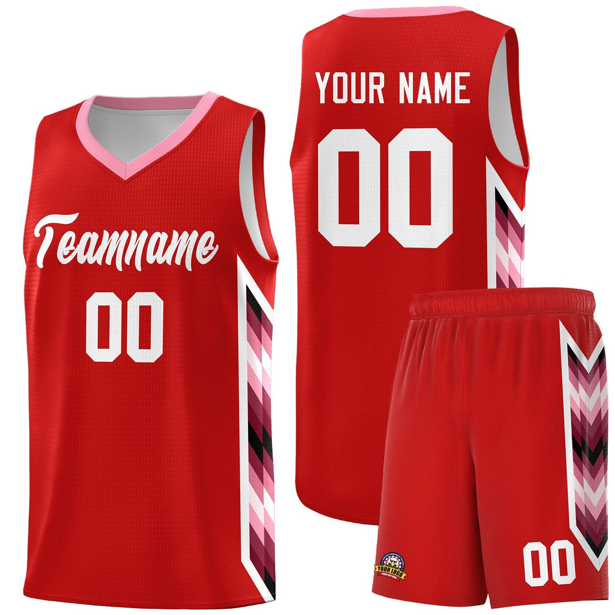 Custom Red Mosaic Gradient Fashion Sports Uniform Basketball Jersey|KXKSHOP