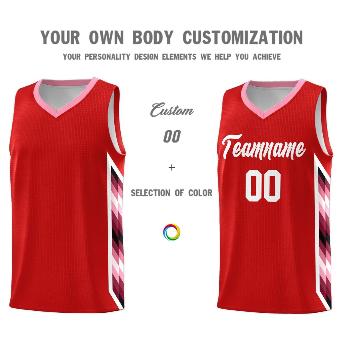 Custom Red Mosaic Gradient Fashion Sports Uniform Basketball Jersey|KXKSHOP