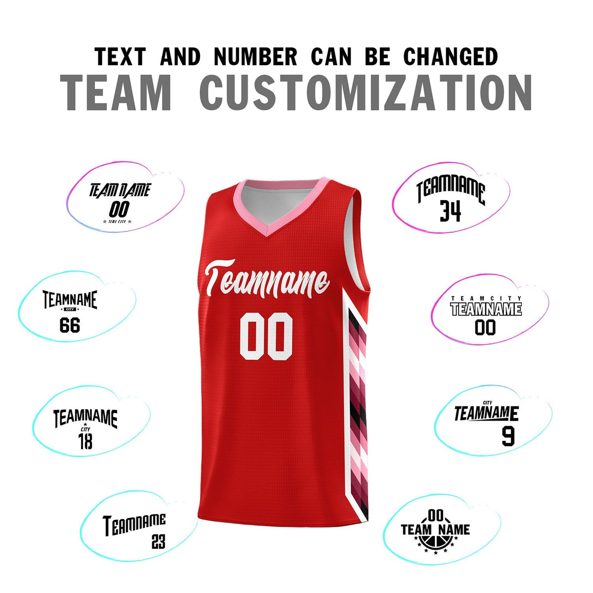 Custom Red Mosaic Gradient Fashion Sports Uniform Basketball Jersey|KXKSHOP