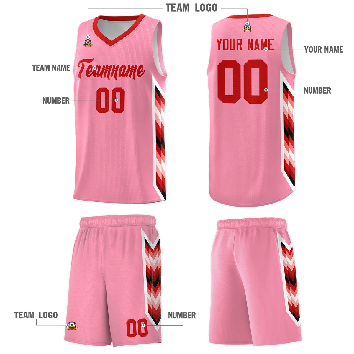 Custom Light Pink Mosaic Gradient Fashion Sports Uniform Basketball Jersey|KXKSHOP
