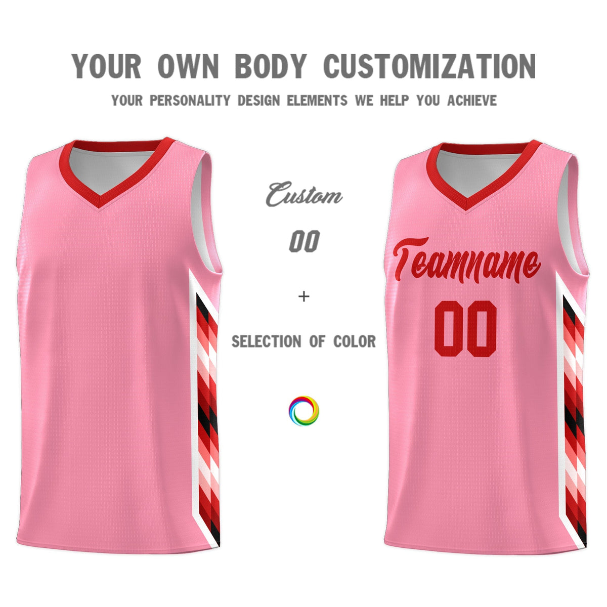 Custom Light Pink Mosaic Gradient Fashion Sports Uniform Basketball Jersey|KXKSHOP