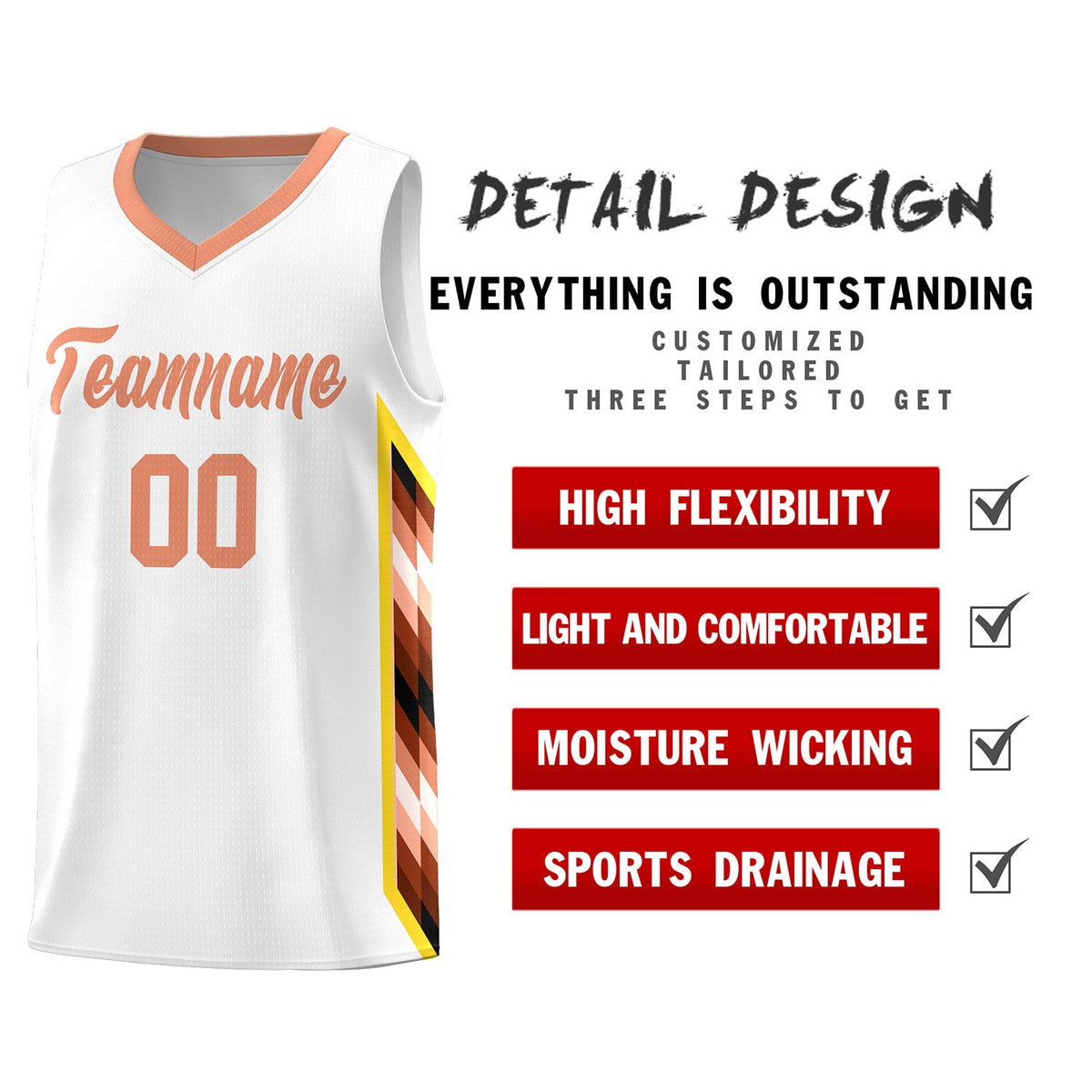 Custom White Mosaic Gradient Fashion Sports Uniform Basketball Jersey|KXKSHOP
