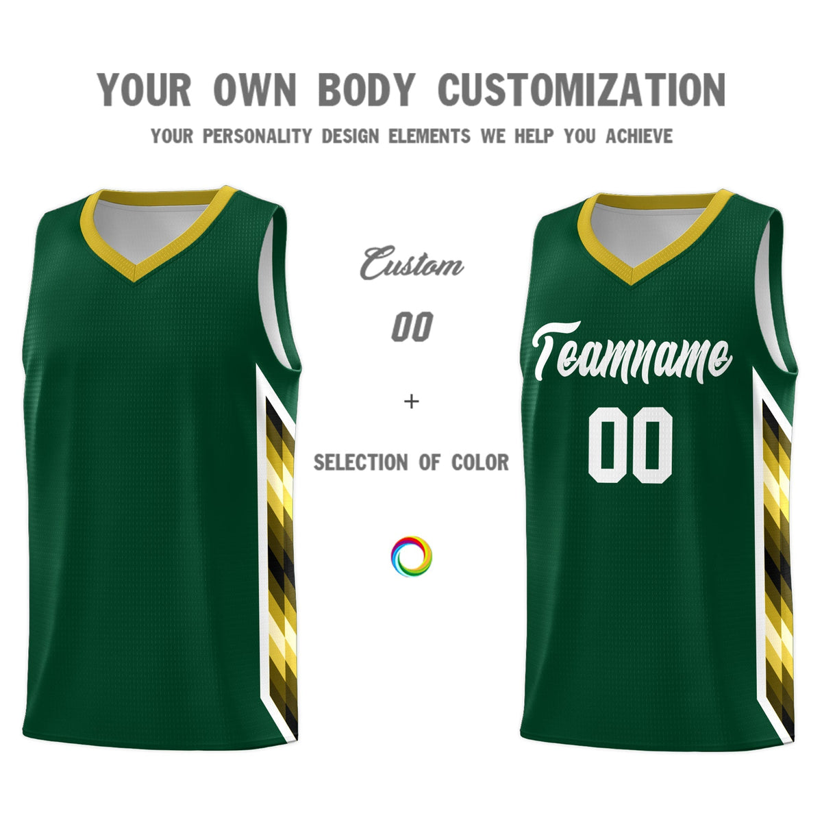 Custom Hunter Green Mosaic Gradient Fashion Sports Uniform Basketball Jersey|KXKSHOP