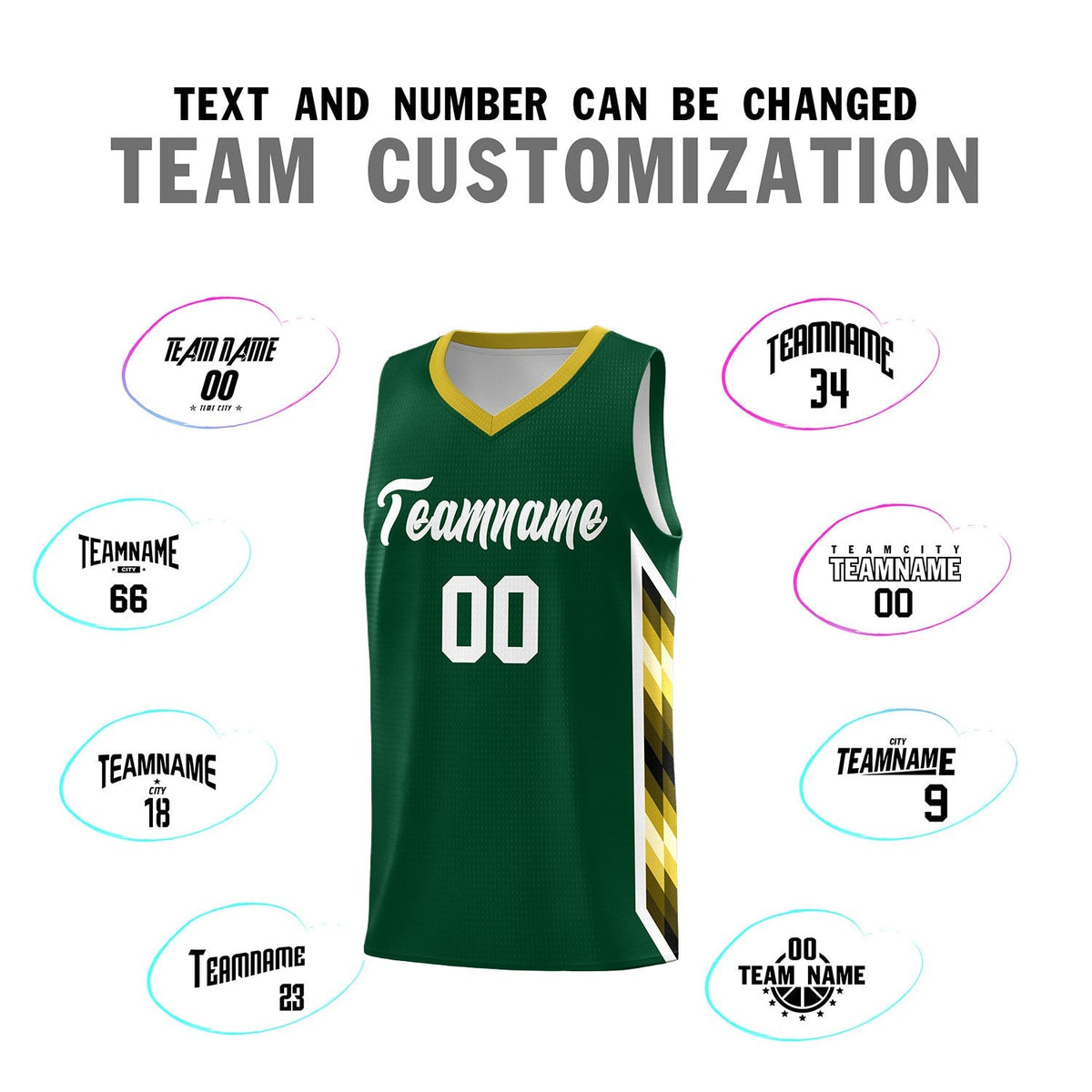 Custom Hunter Green Mosaic Gradient Fashion Sports Uniform Basketball Jersey|KXKSHOP