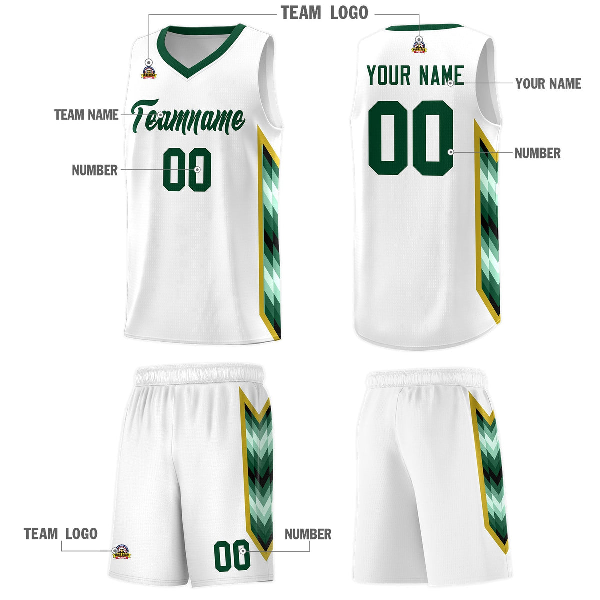 Custom White Mosaic Gradient Fashion Sports Uniform Basketball Jersey|KXKSHOP