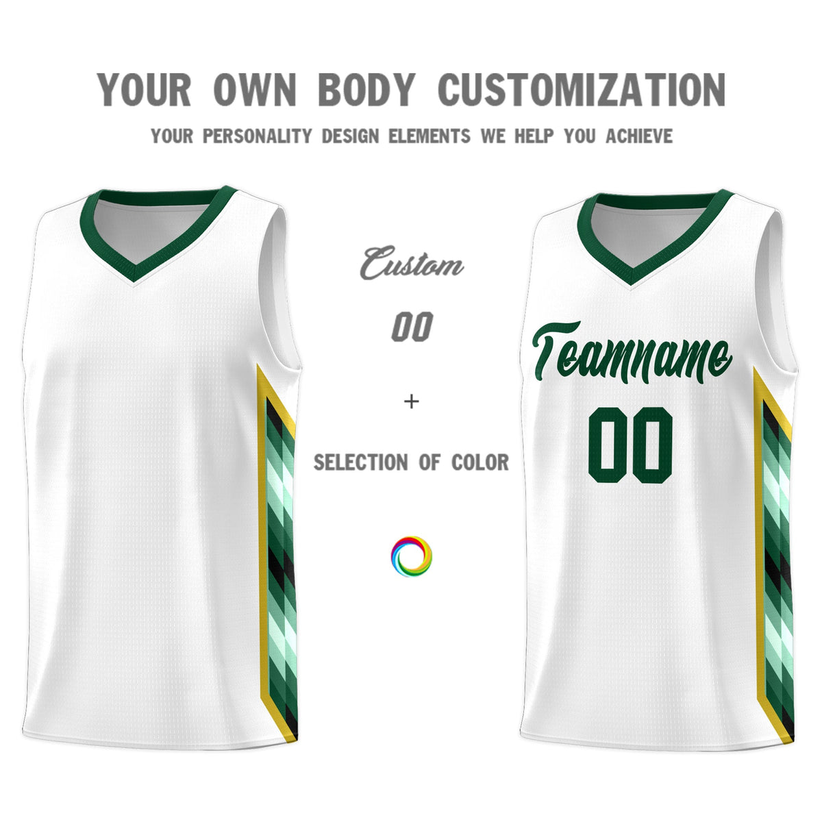 Custom White Mosaic Gradient Fashion Sports Uniform Basketball Jersey|KXKSHOP