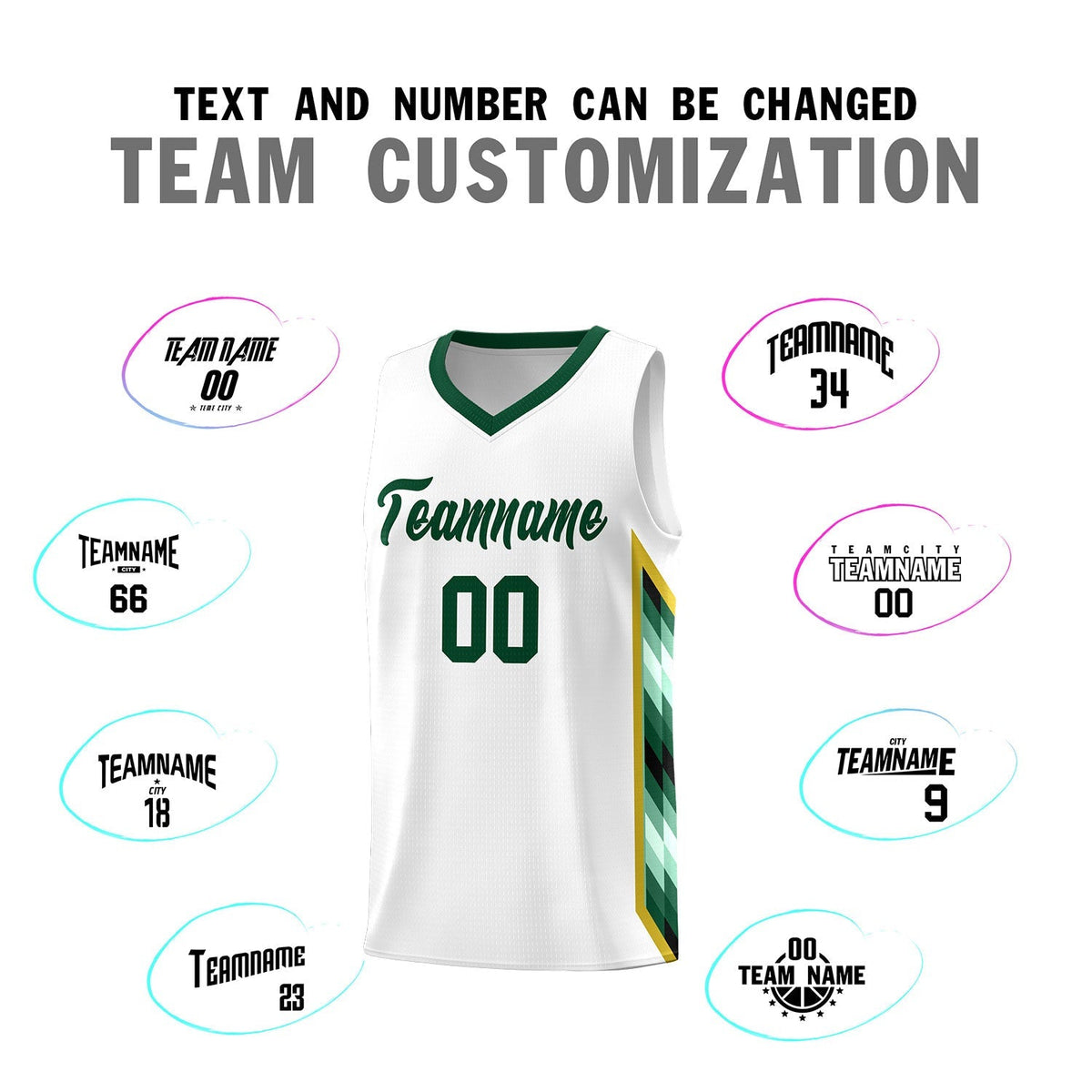 Custom White Mosaic Gradient Fashion Sports Uniform Basketball Jersey|KXKSHOP