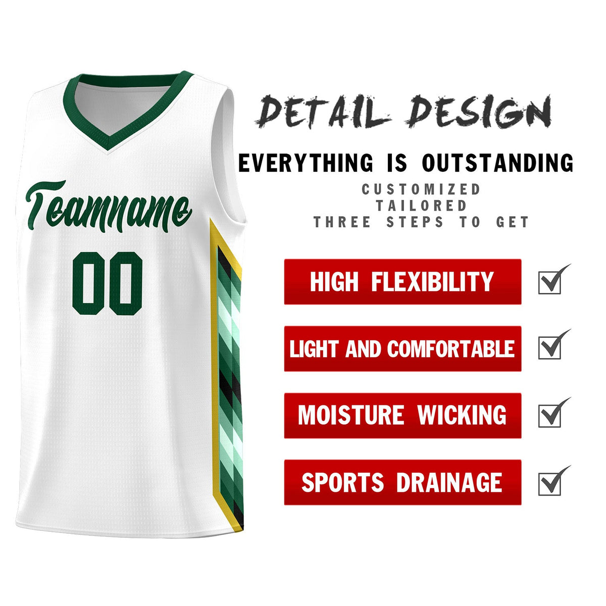 Custom White Mosaic Gradient Fashion Sports Uniform Basketball Jersey|KXKSHOP