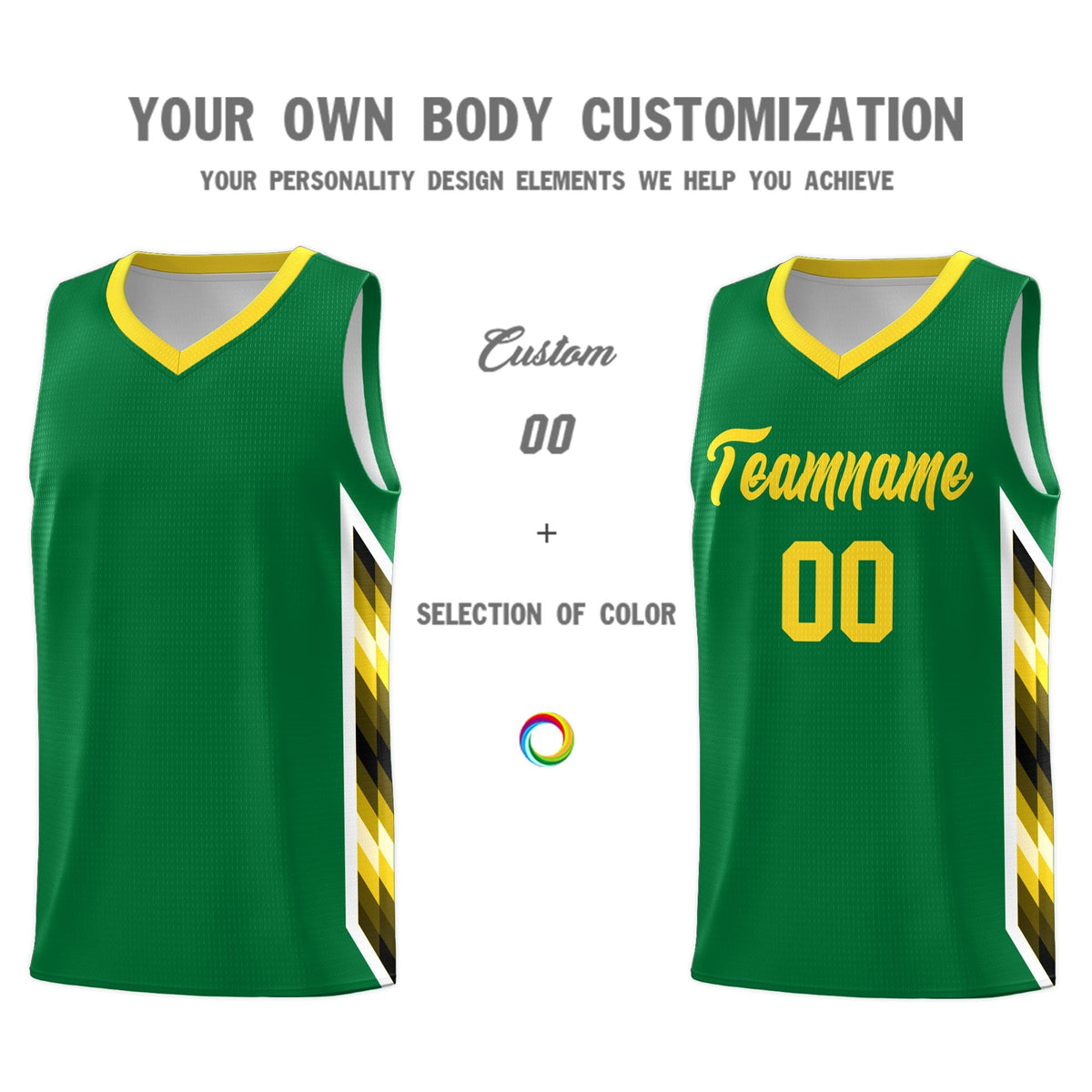 Custom Kelly Green Mosaic Gradient Fashion Sports Uniform Basketball Jersey|KXKSHOP