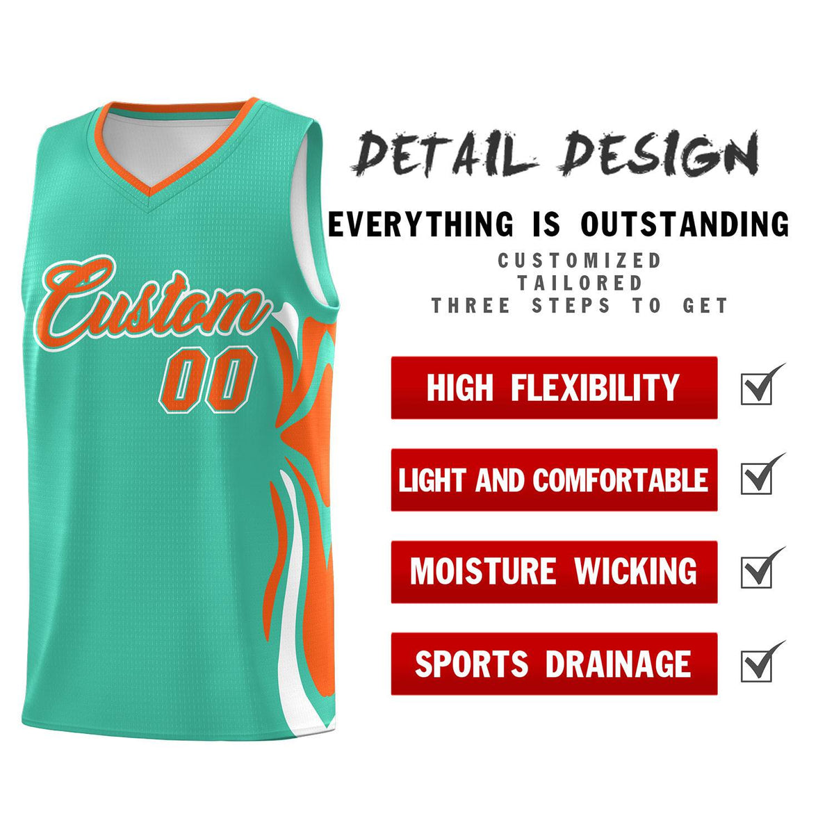 Custom Bright Green Orange-White Graffiti Pattern Side Curve Pattern Sports Uniform Basketball Jersey Sets