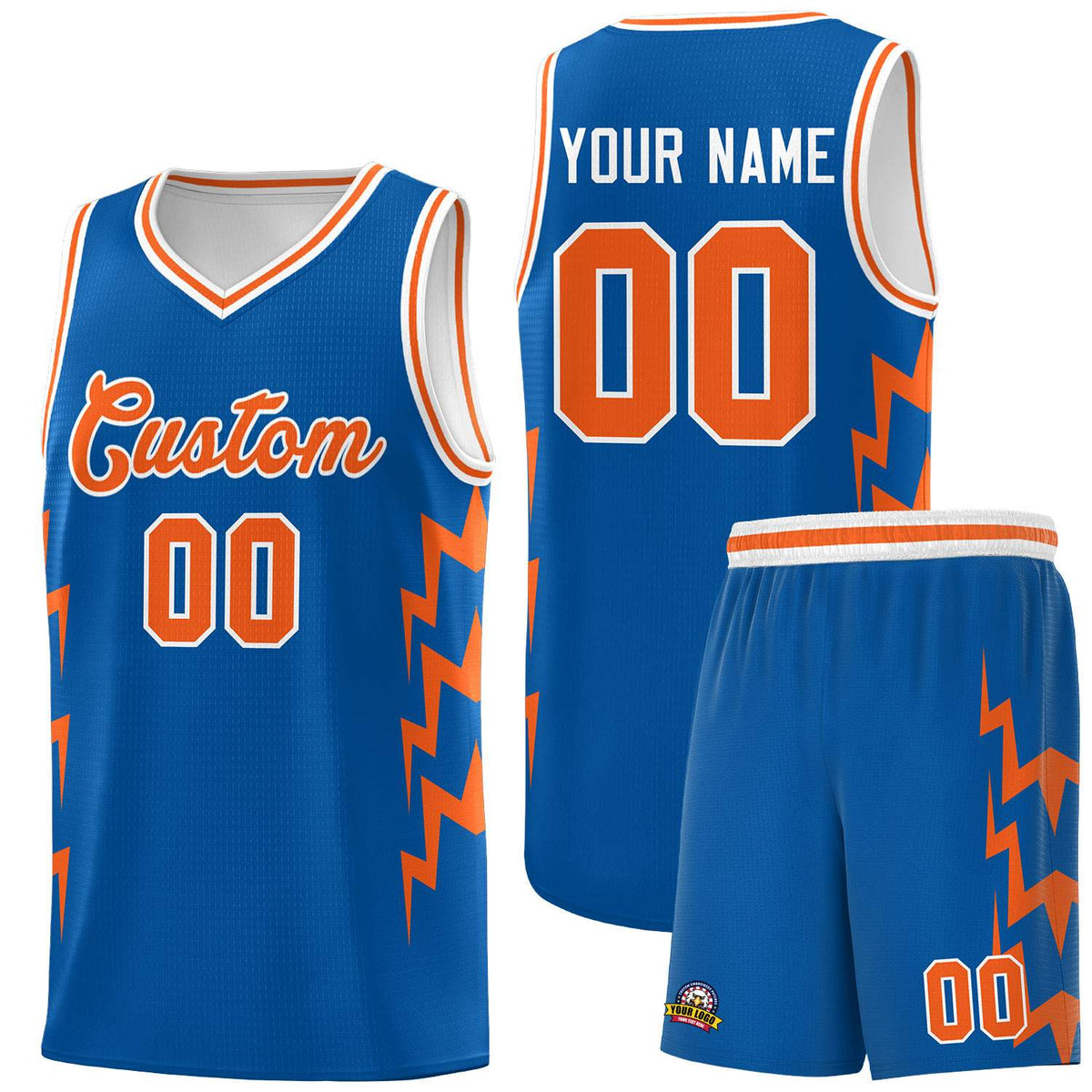 Custom Royal Side Lightning Pattern Sports Uniform Basketball Jersey|KXKSHOP