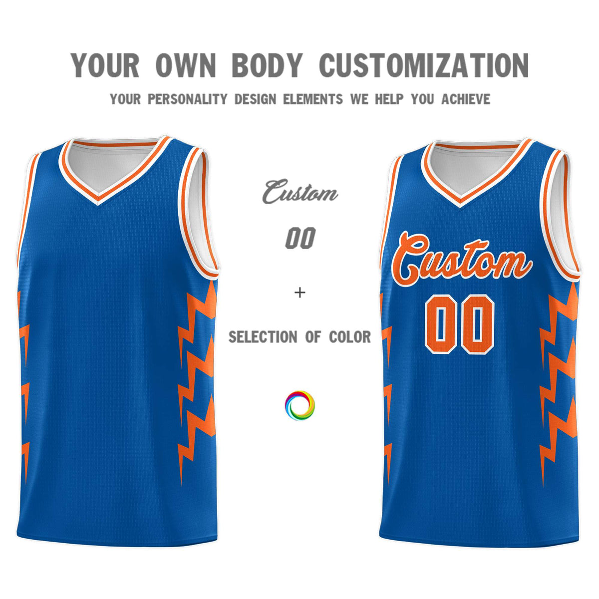 Custom Royal Side Lightning Pattern Sports Uniform Basketball Jersey|KXKSHOP