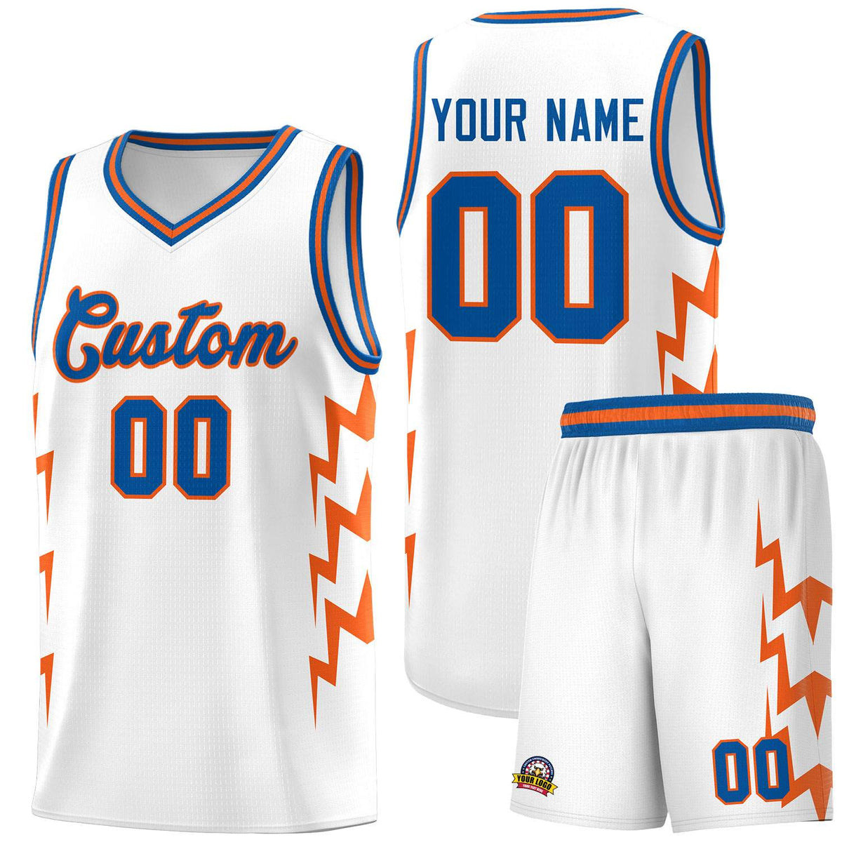 Custom White Side Lightning Pattern Sports Uniform Basketball Jersey|KXKSHOP