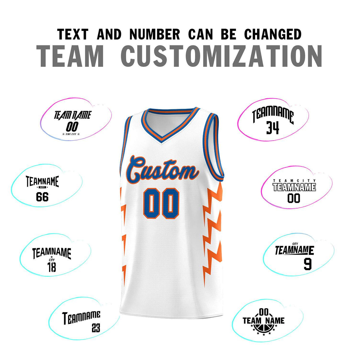 Custom White Side Lightning Pattern Sports Uniform Basketball Jersey|KXKSHOP