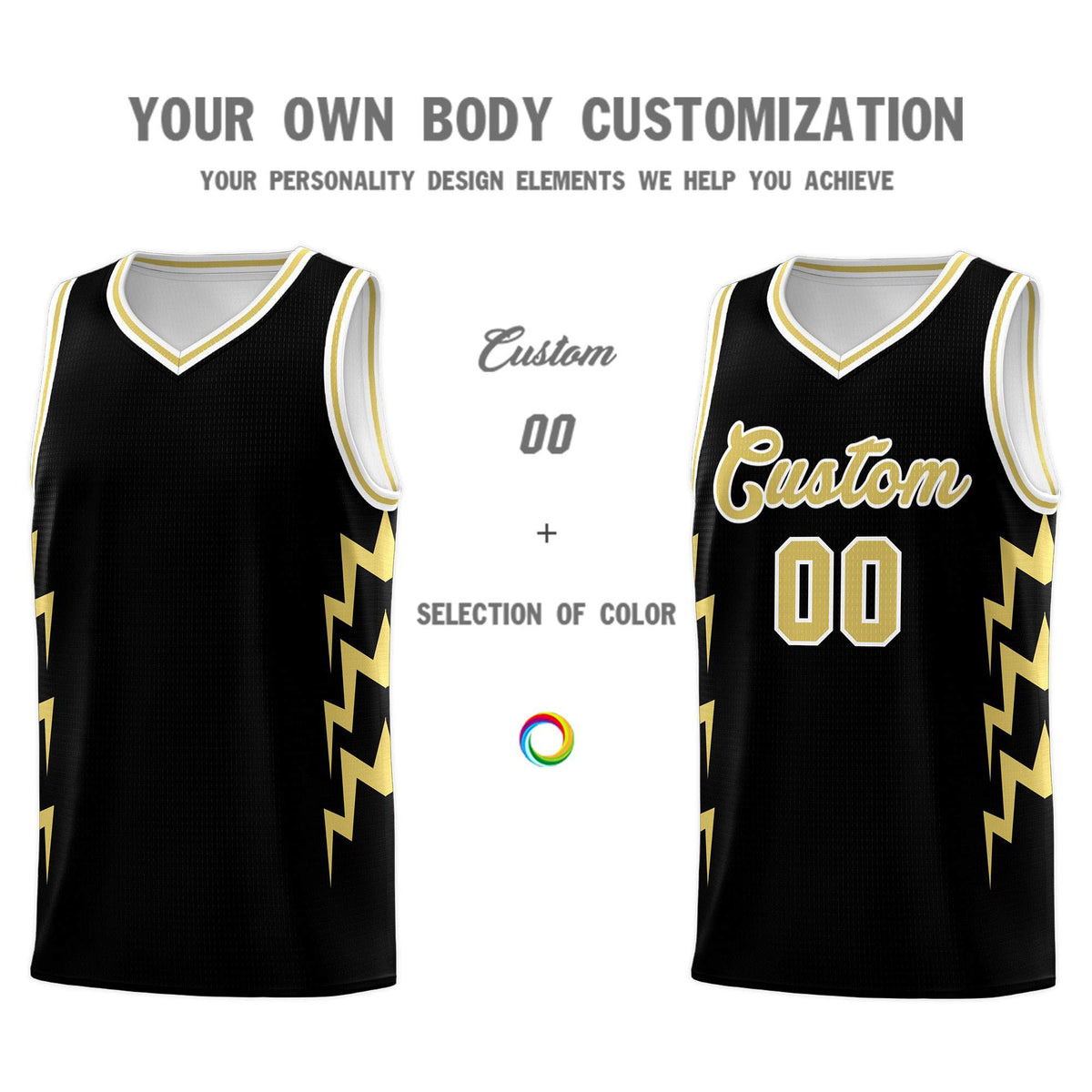 Custom Black Side Lightning Pattern Sports Uniform Basketball Jersey|KXKSHOP