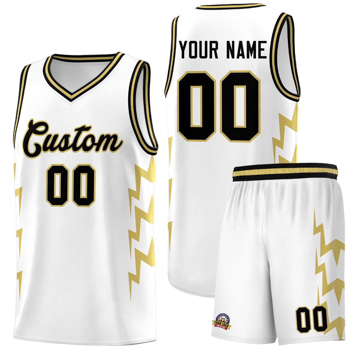 Custom White Side Lightning Pattern Sports Uniform Basketball Jersey|KXKSHOP