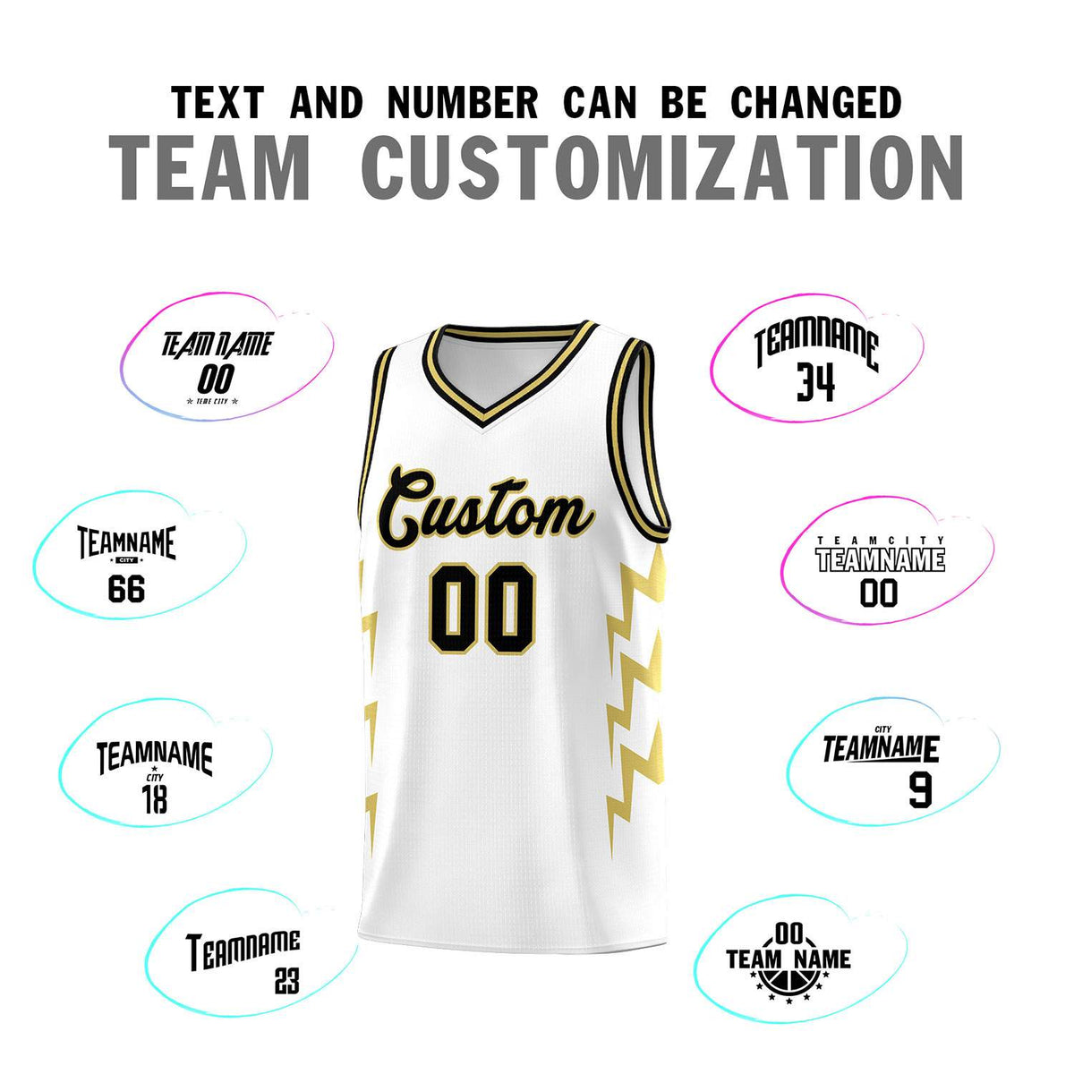 Custom White Side Lightning Pattern Sports Uniform Basketball Jersey|KXKSHOP