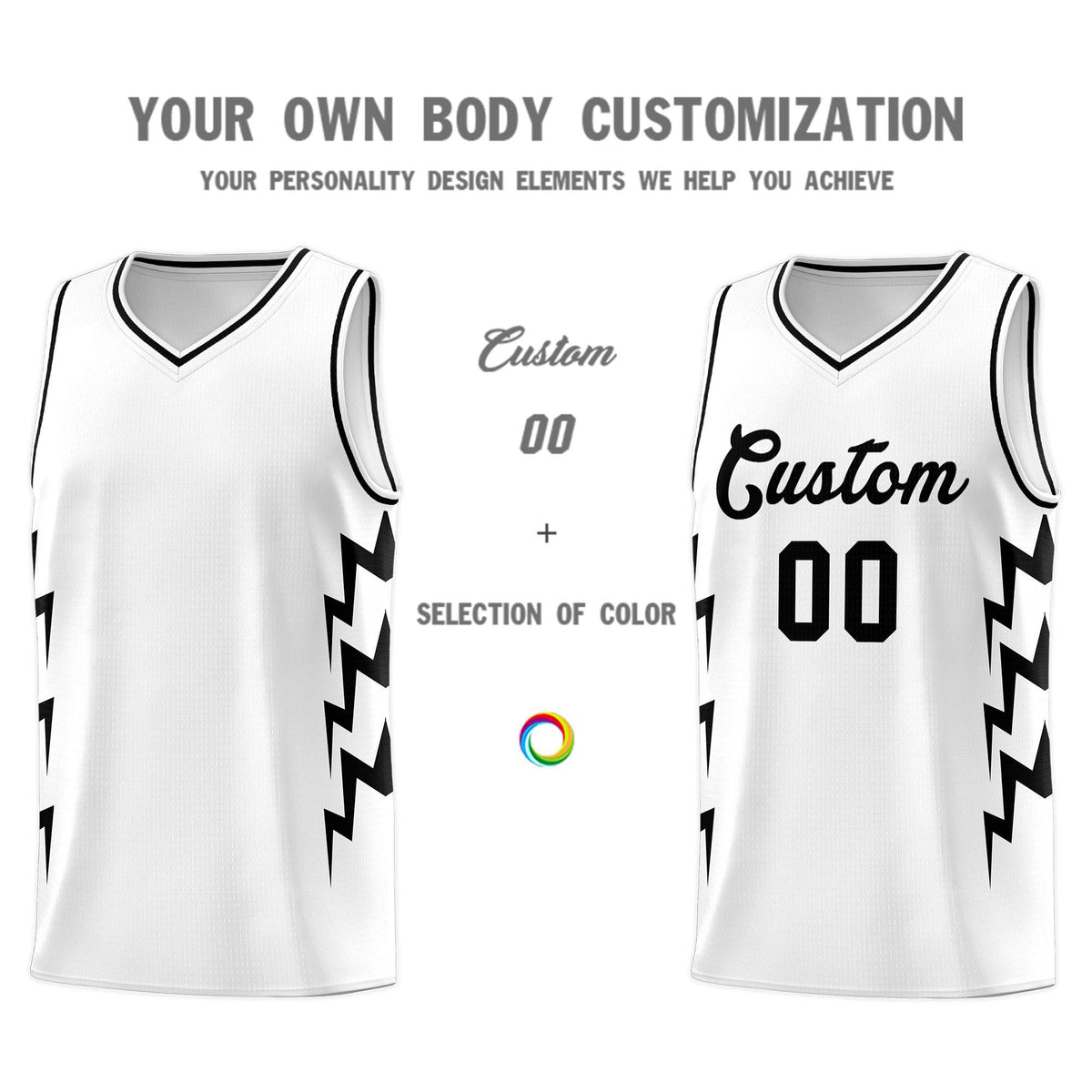 Custom White Side Lightning Pattern Sports Uniform Basketball Jersey|KXKSHOP