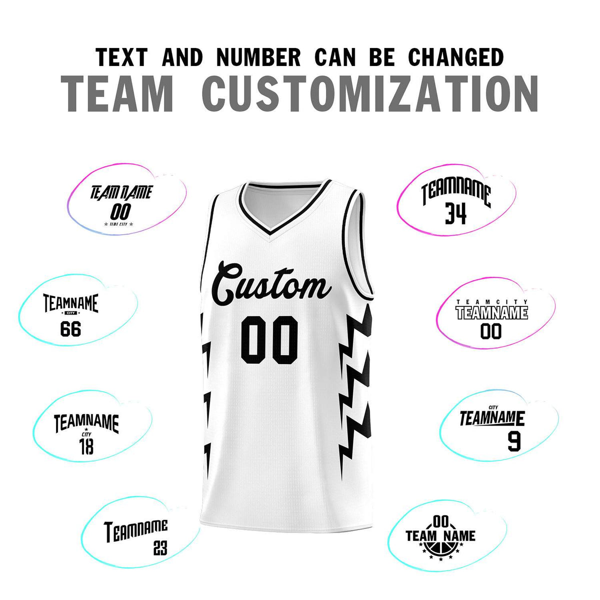Custom White Side Lightning Pattern Sports Uniform Basketball Jersey|KXKSHOP