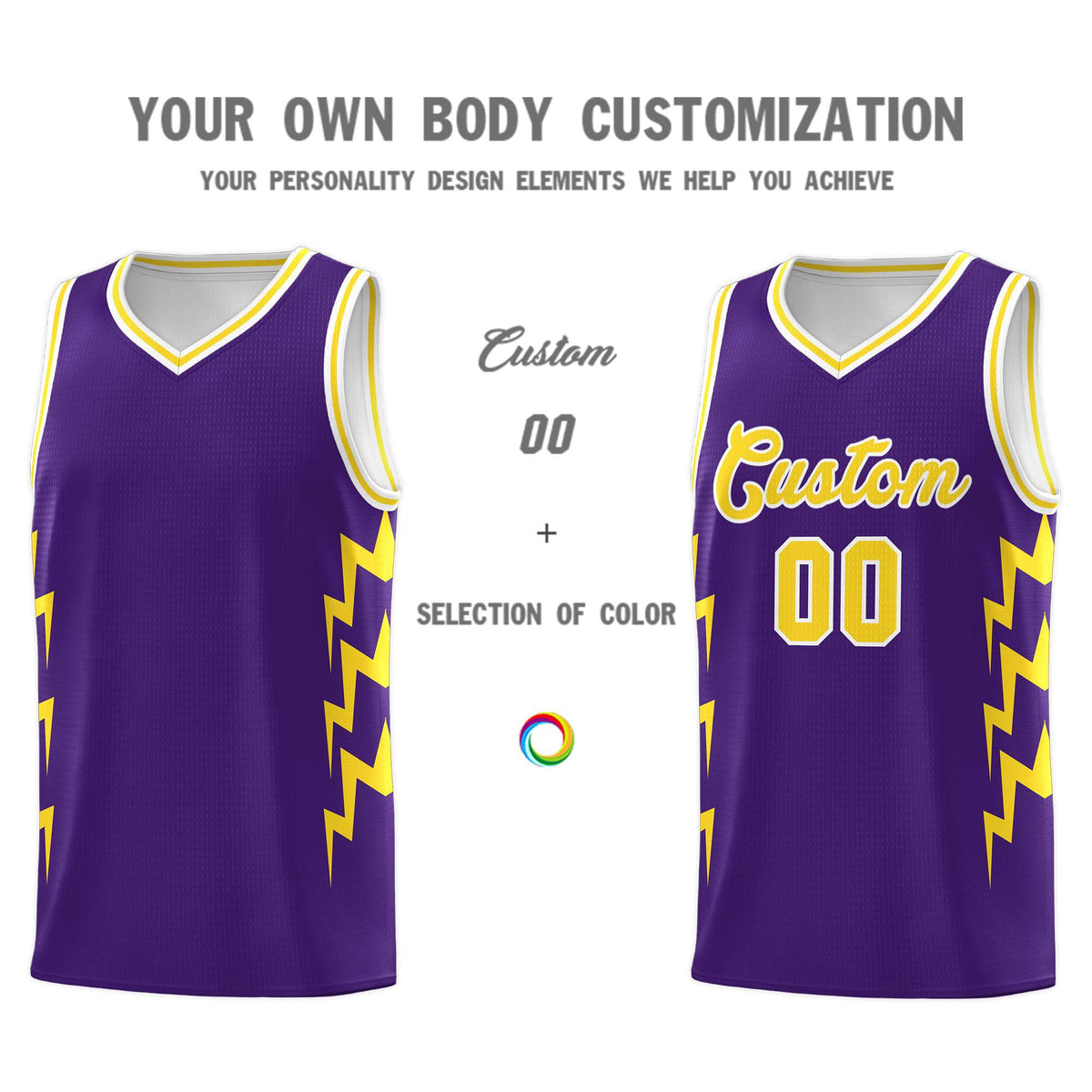 Custom Purple Side Lightning Pattern Sports Uniform Basketball Jersey|KXKSHOP