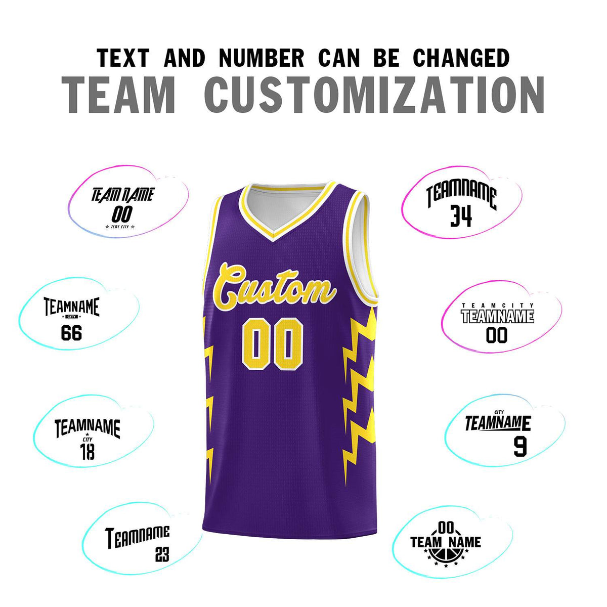 Custom Purple Side Lightning Pattern Sports Uniform Basketball Jersey|KXKSHOP