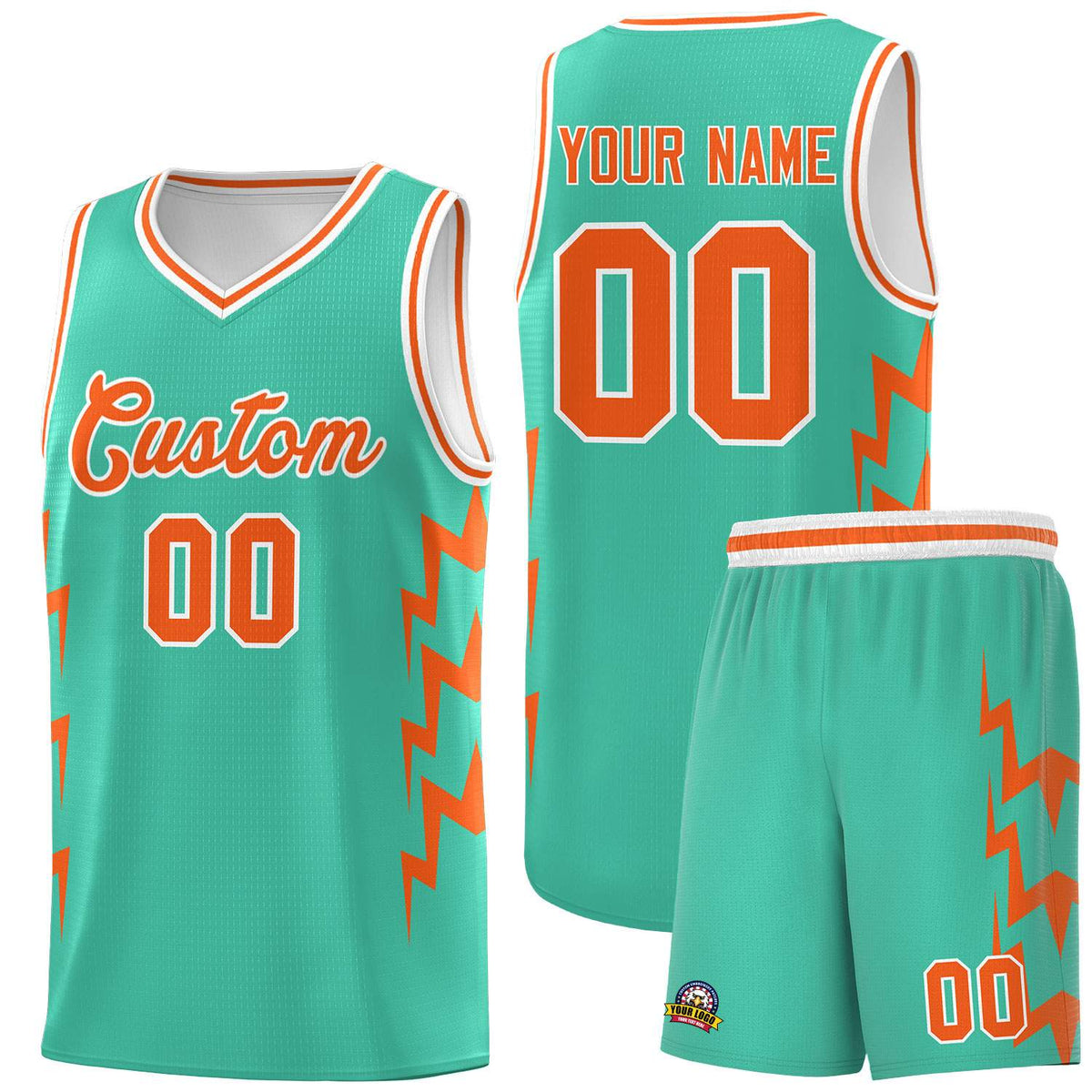 Custom Bright Green Side Lightning Pattern Sports Uniform Basketball Jersey|KXKSHOP