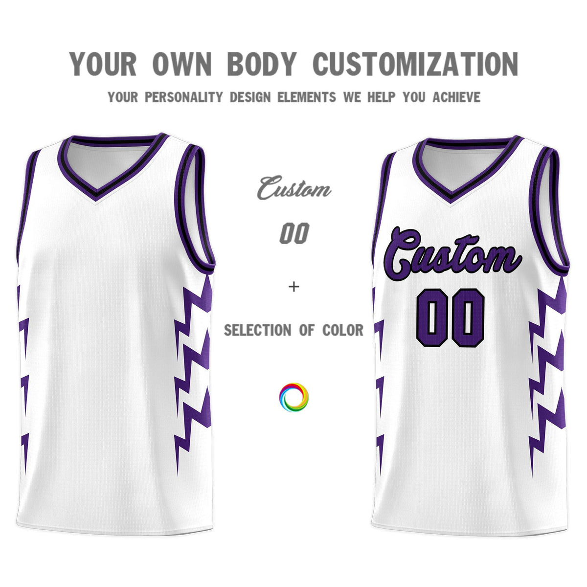 Custom White Side Lightning Pattern Sports Uniform Basketball Jersey|KXKSHOP