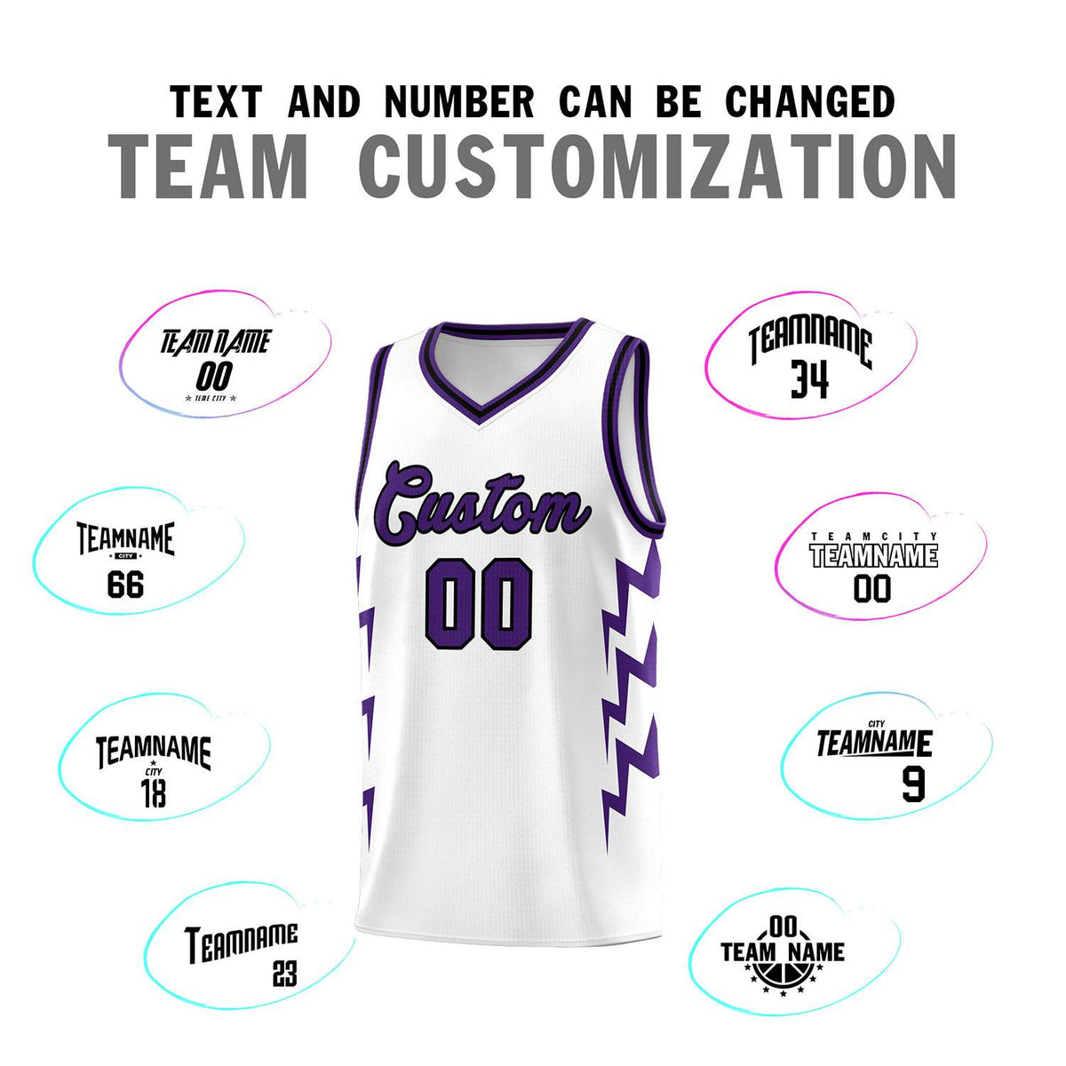 Custom White Side Lightning Pattern Sports Uniform Basketball Jersey|KXKSHOP