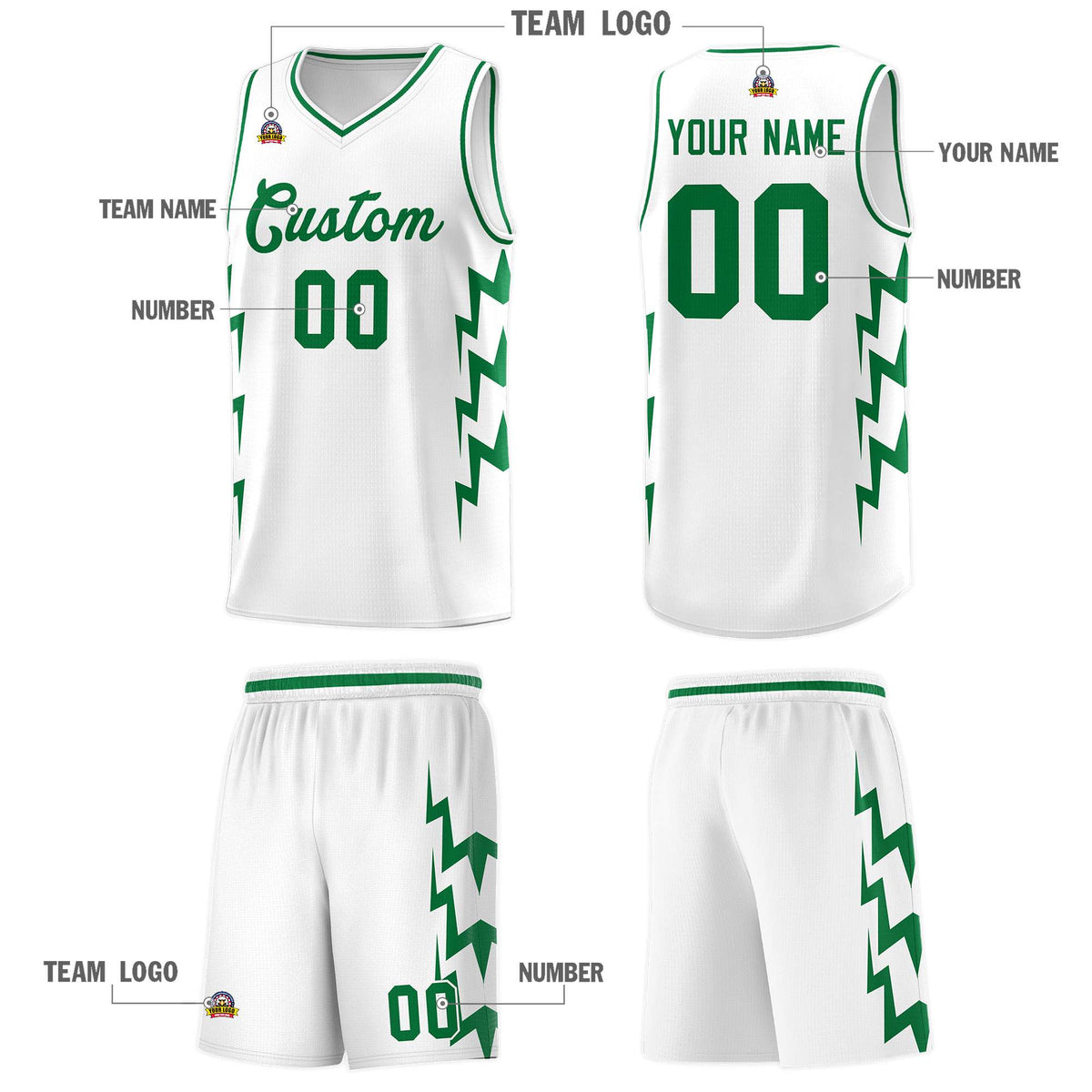 Custom White Side Lightning Pattern Sports Uniform Basketball Jersey|KXKSHOP