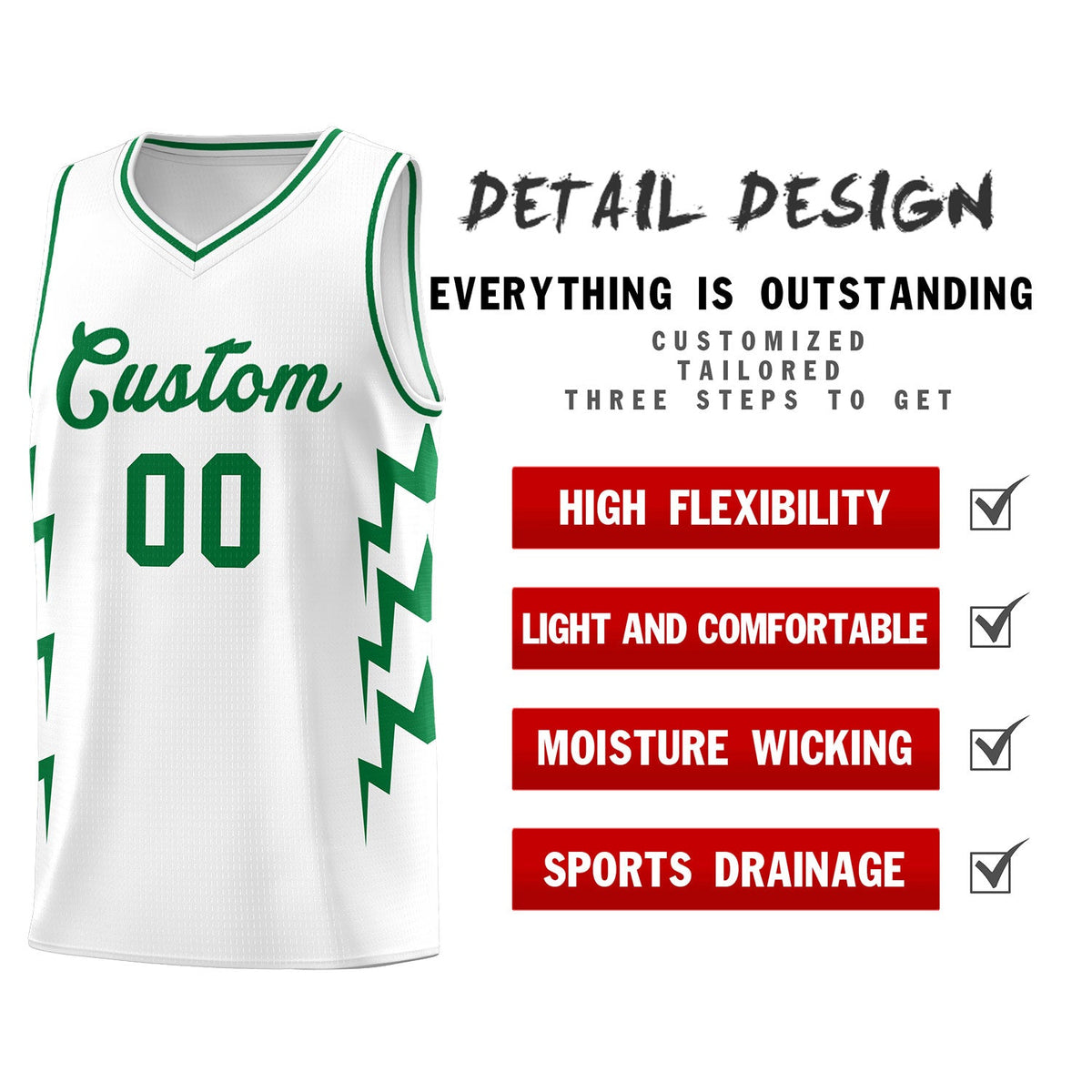 Custom White Side Lightning Pattern Sports Uniform Basketball Jersey|KXKSHOP