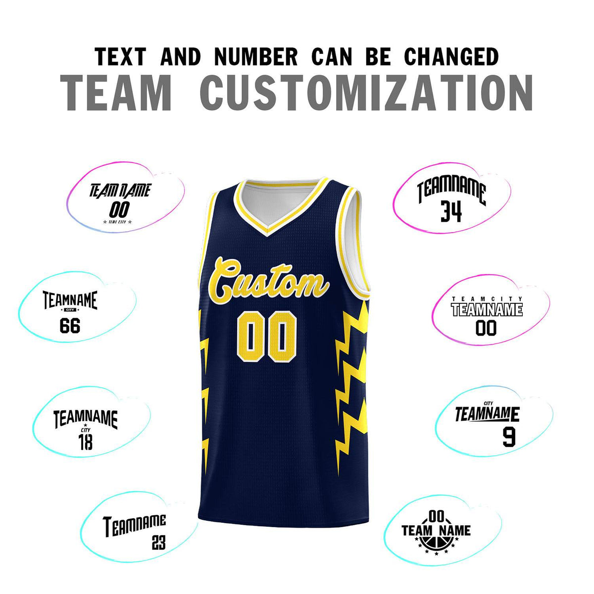 Custom Navy Side Lightning Pattern Sports Uniform Basketball Jersey|KXKSHOP