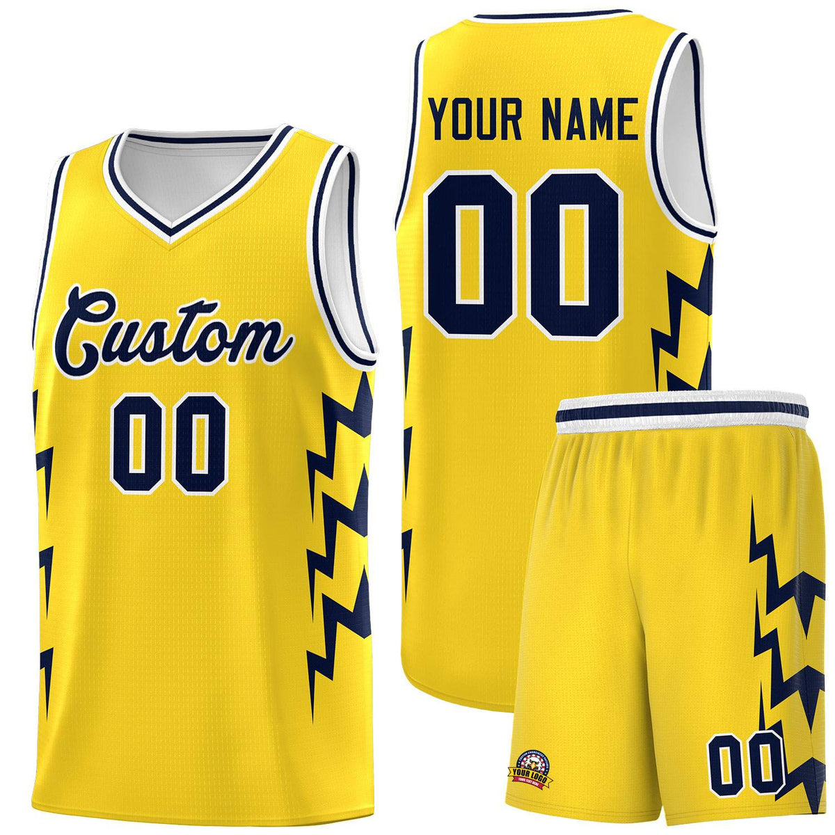 Custom Gold Side Lightning Pattern Sports Uniform Basketball Jersey|KXKSHOP