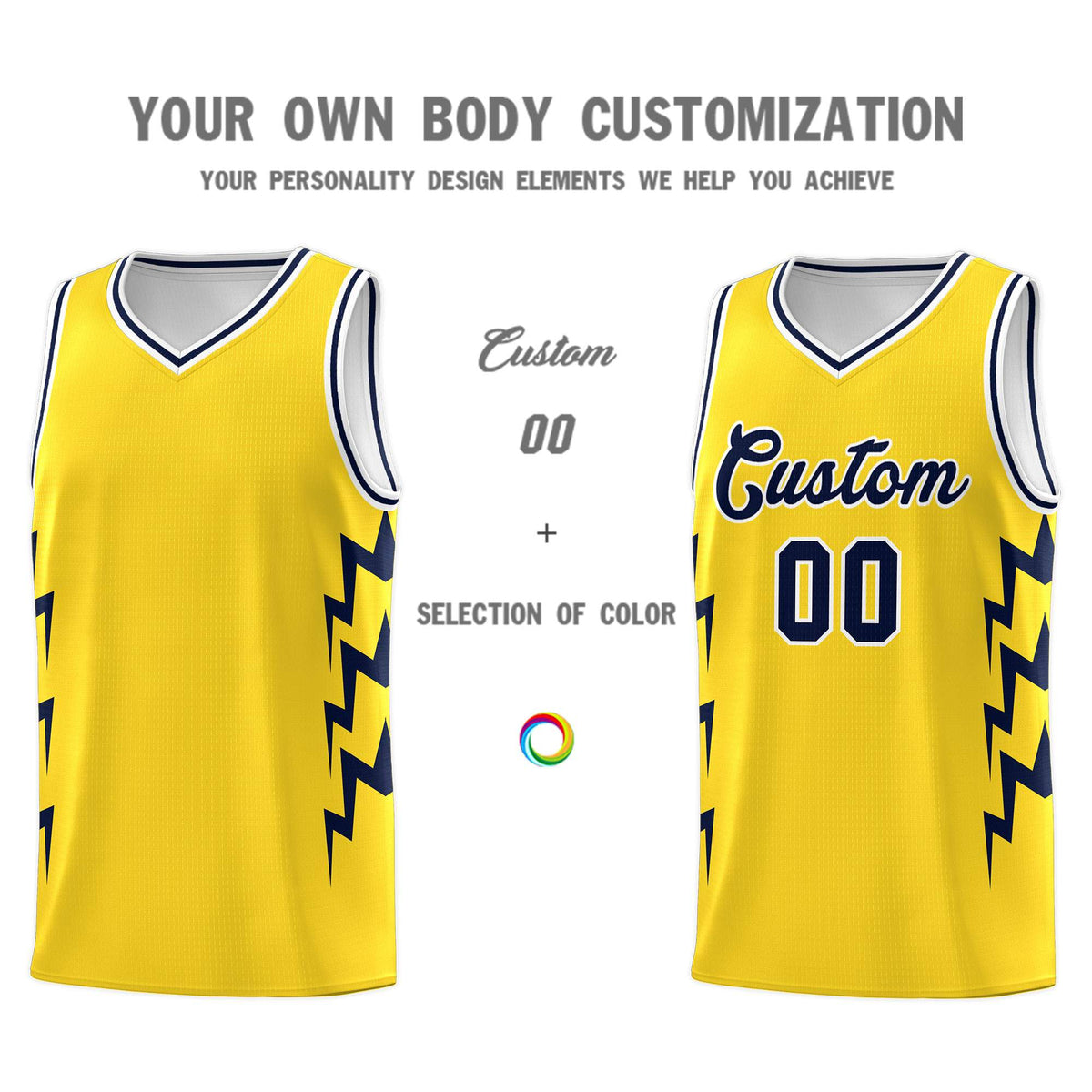 Custom Gold Side Lightning Pattern Sports Uniform Basketball Jersey|KXKSHOP