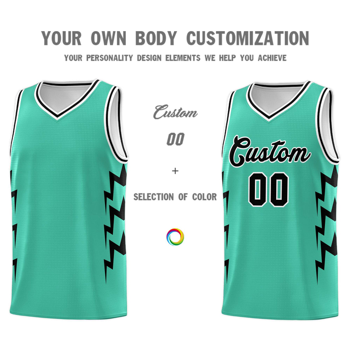 Custom Bright Green Side Lightning Pattern Sports Uniform Basketball Jersey|KXKSHOP