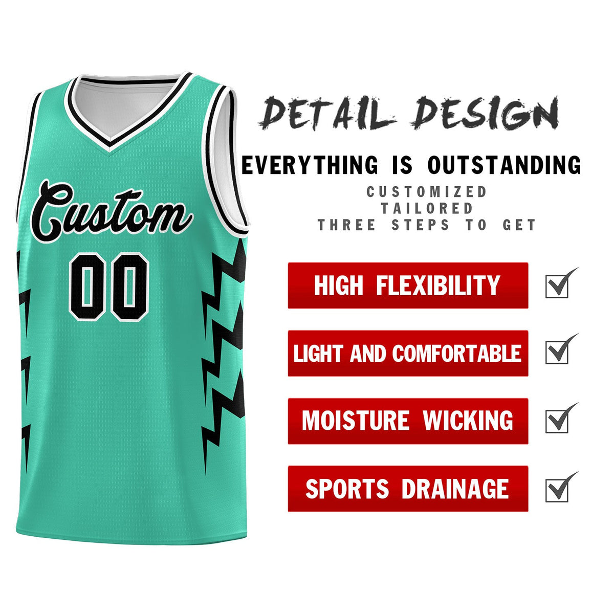 Custom Bright Green Side Lightning Pattern Sports Uniform Basketball Jersey|KXKSHOP