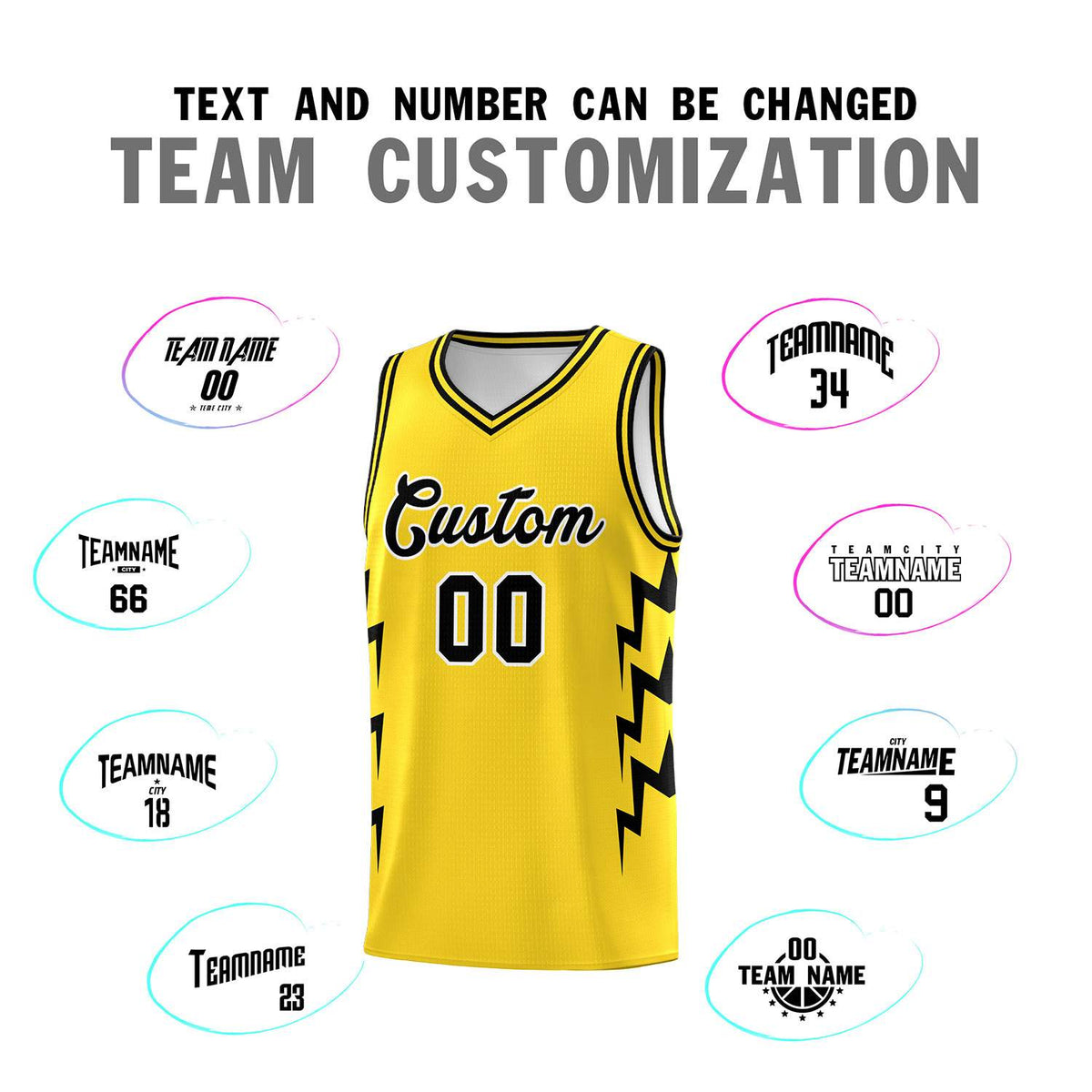 Custom Gold Side Lightning Pattern Sports Uniform Basketball Jersey|KXKSHOP