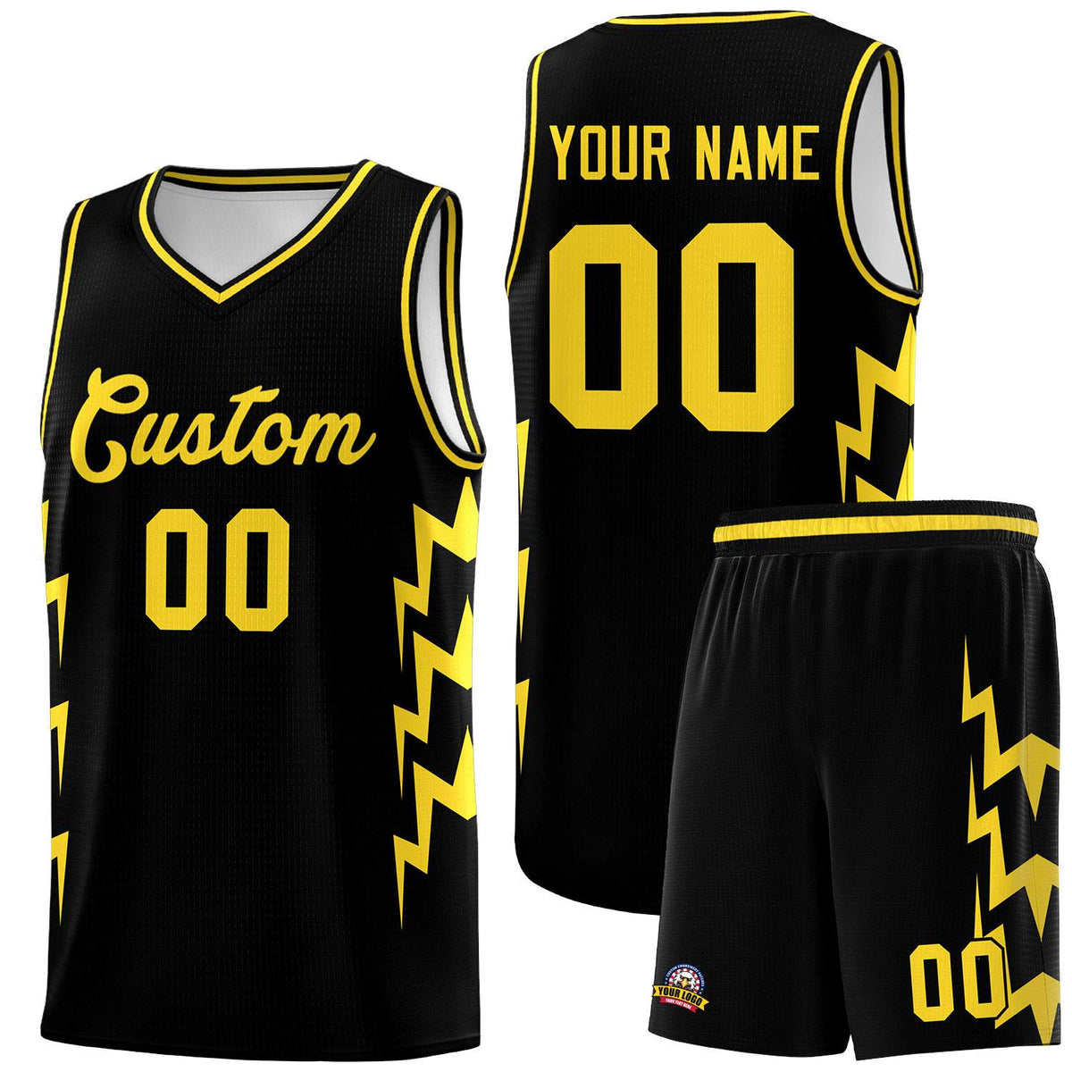 Custom Black Side Lightning Pattern Sports Uniform Basketball Jersey|KXKSHOP