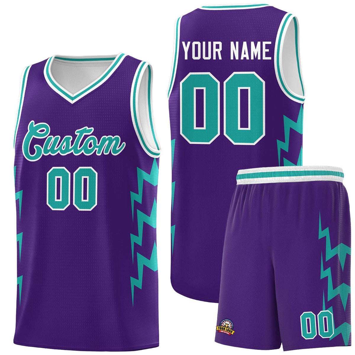 Custom Purple Side Lightning Pattern Sports Uniform Basketball Jersey|KXKSHOP