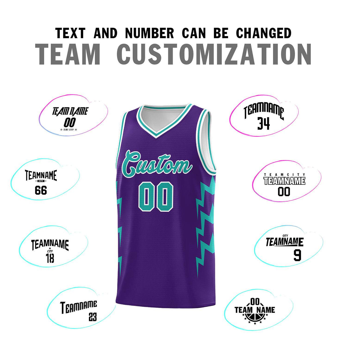 Custom Purple Side Lightning Pattern Sports Uniform Basketball Jersey|KXKSHOP