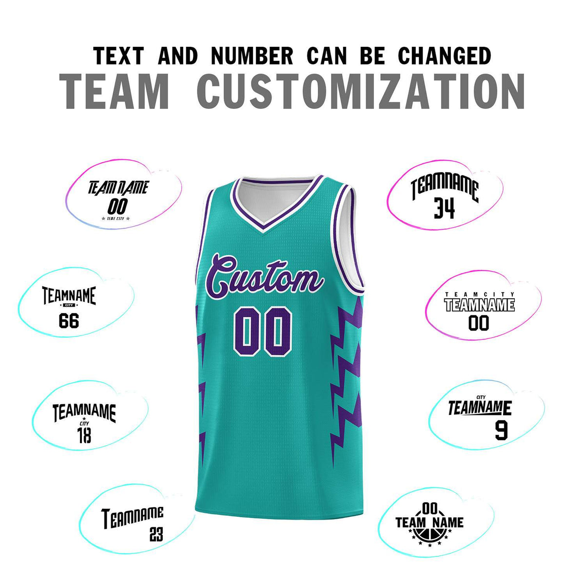 Custom Aqua Side Lightning Pattern Sports Uniform Basketball Jersey|KXKSHOP