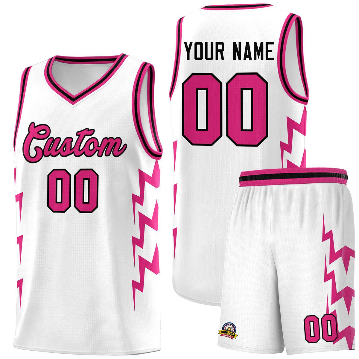 Custom White Side Lightning Pattern Sports Uniform Basketball Jersey|KXKSHOP