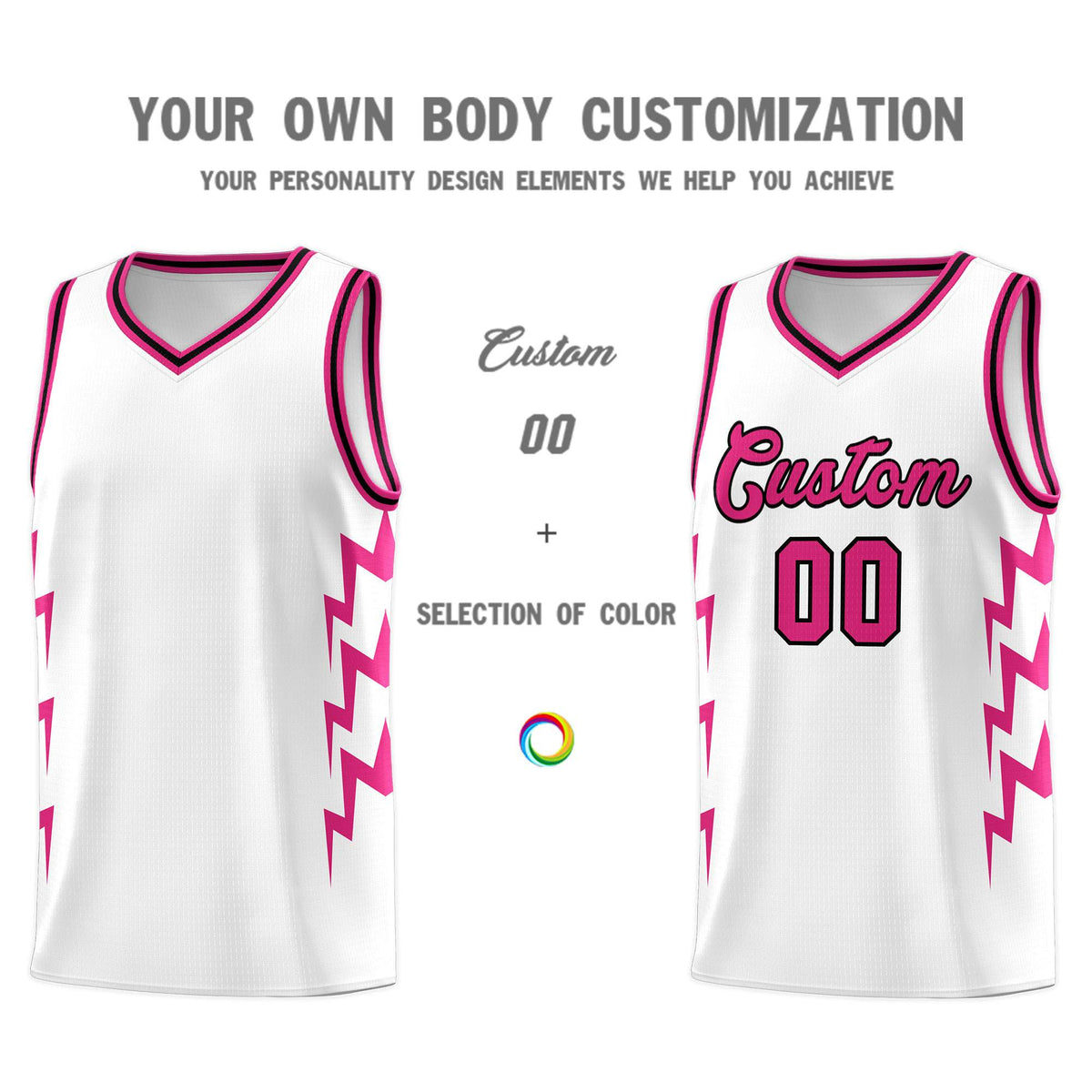 Custom White Side Lightning Pattern Sports Uniform Basketball Jersey|KXKSHOP